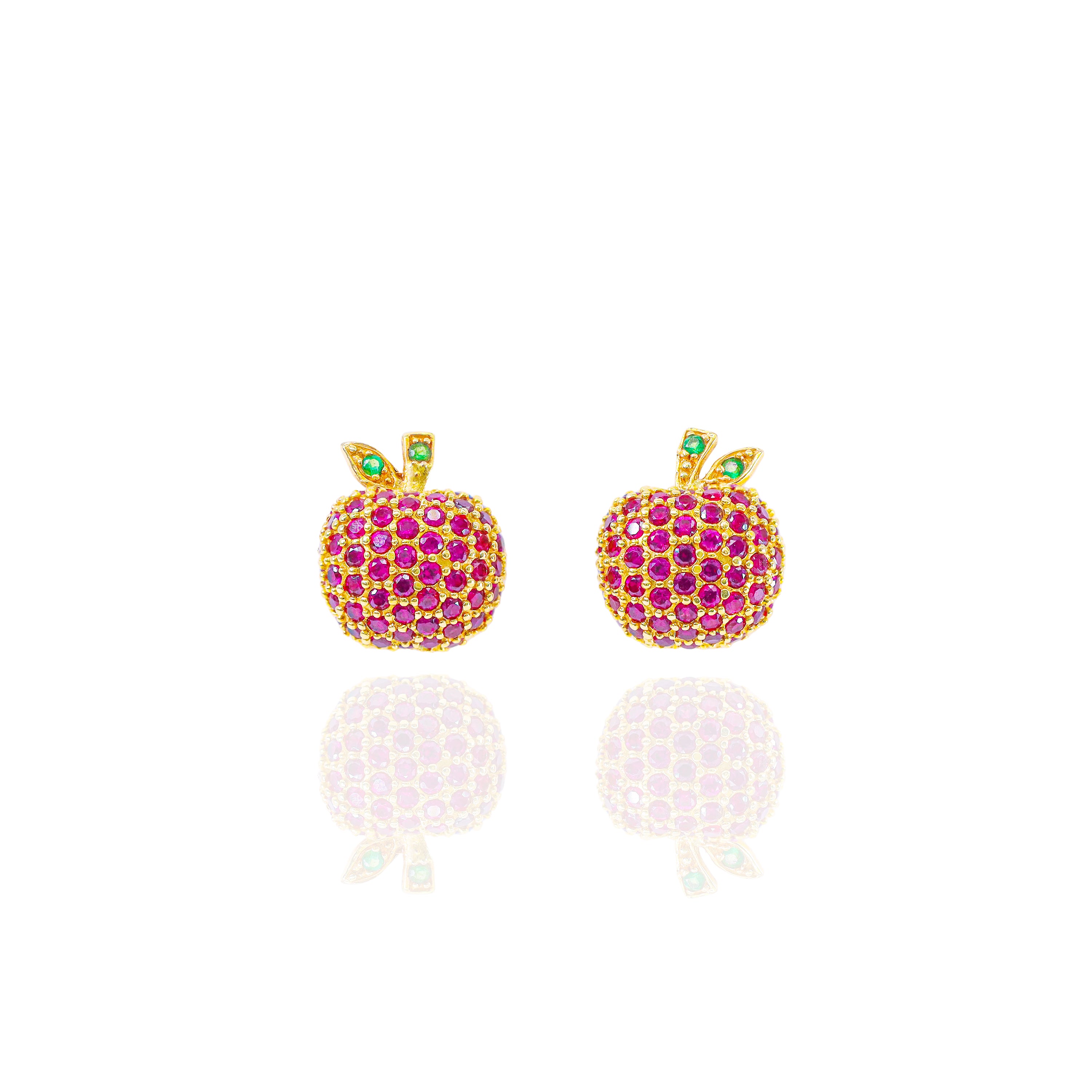 Apple Red Ruby Earrings