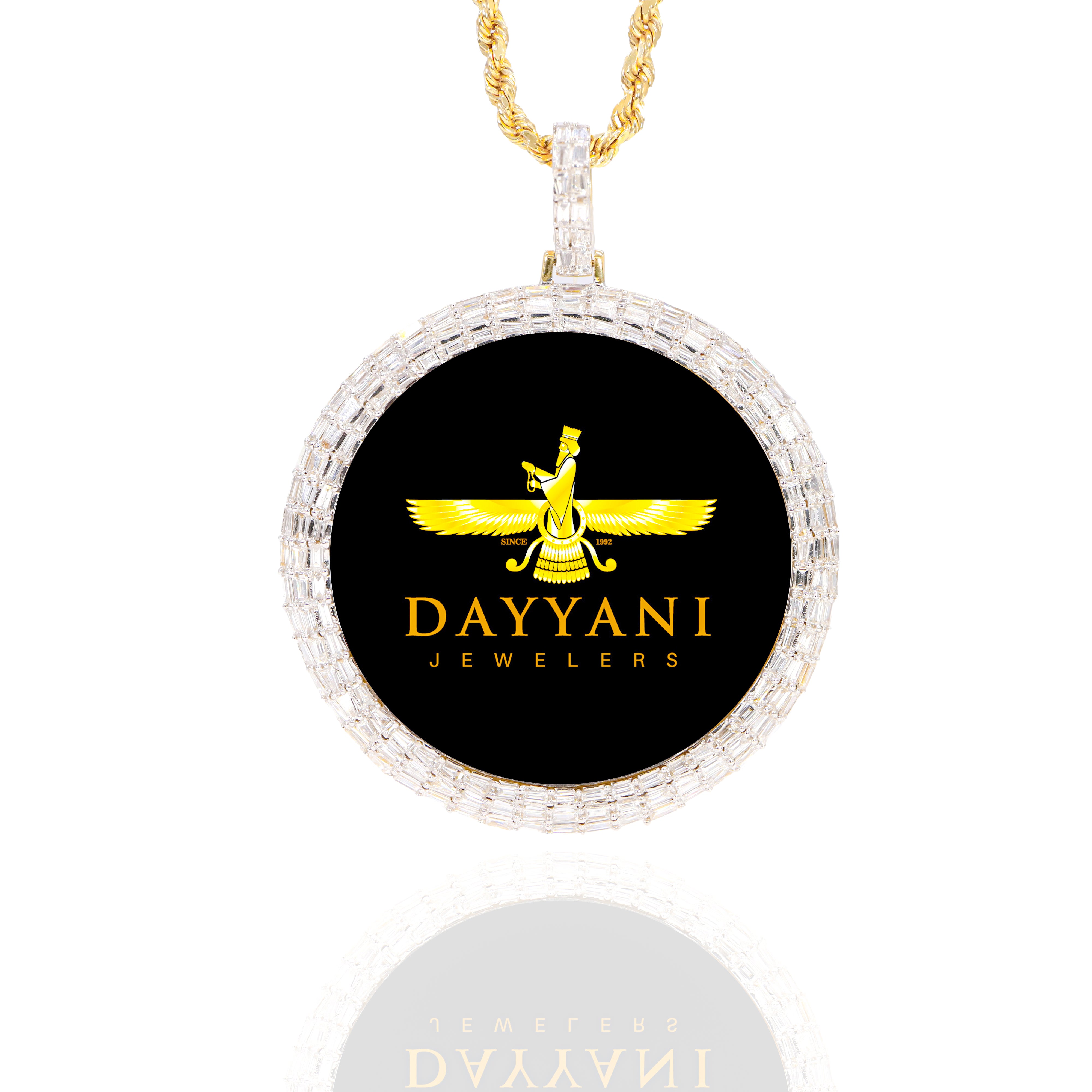 3 Row Baguette Diamond Memory/Picture Pendant