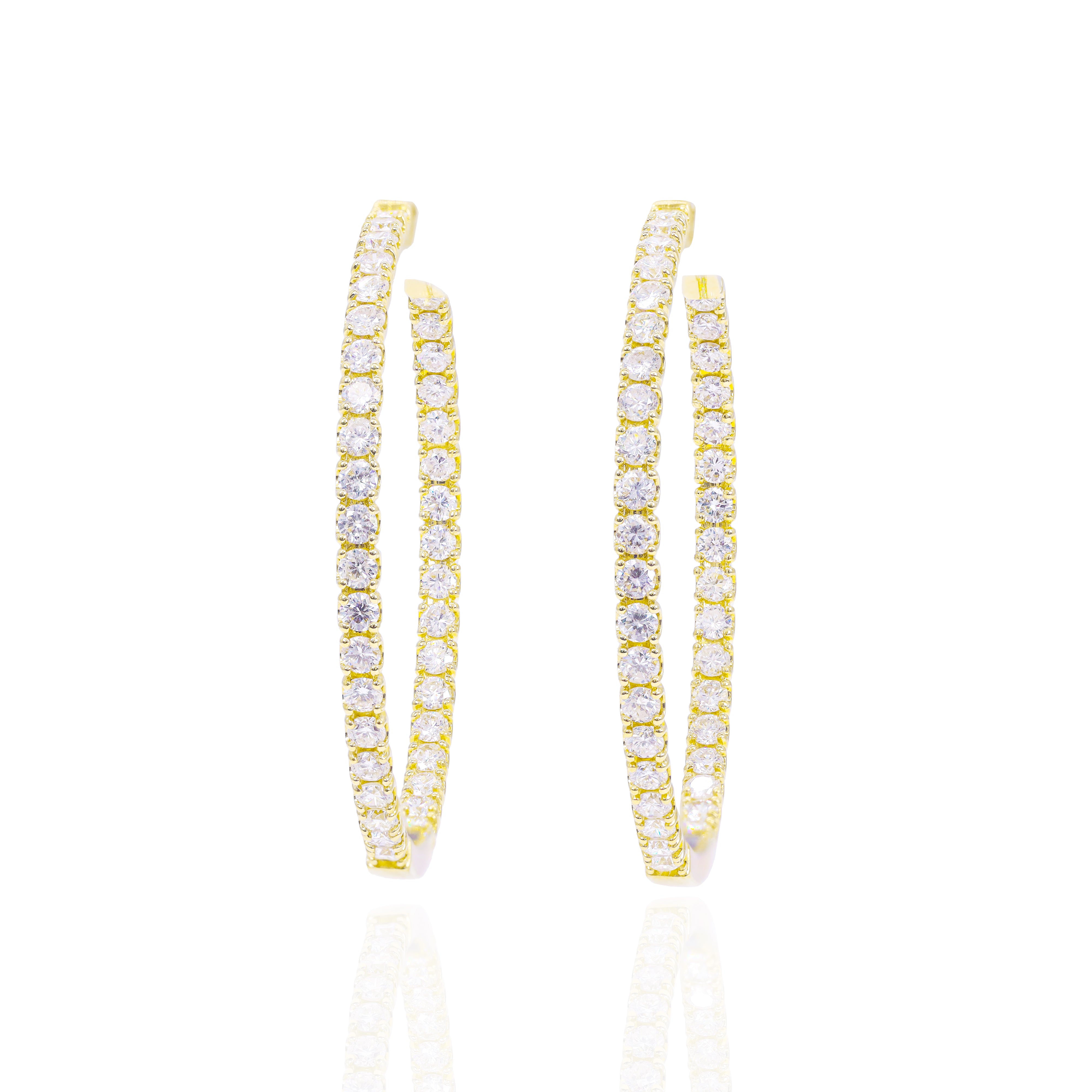 1.50" Diamond Hoop Earrings (Inner and Outer Diamond)