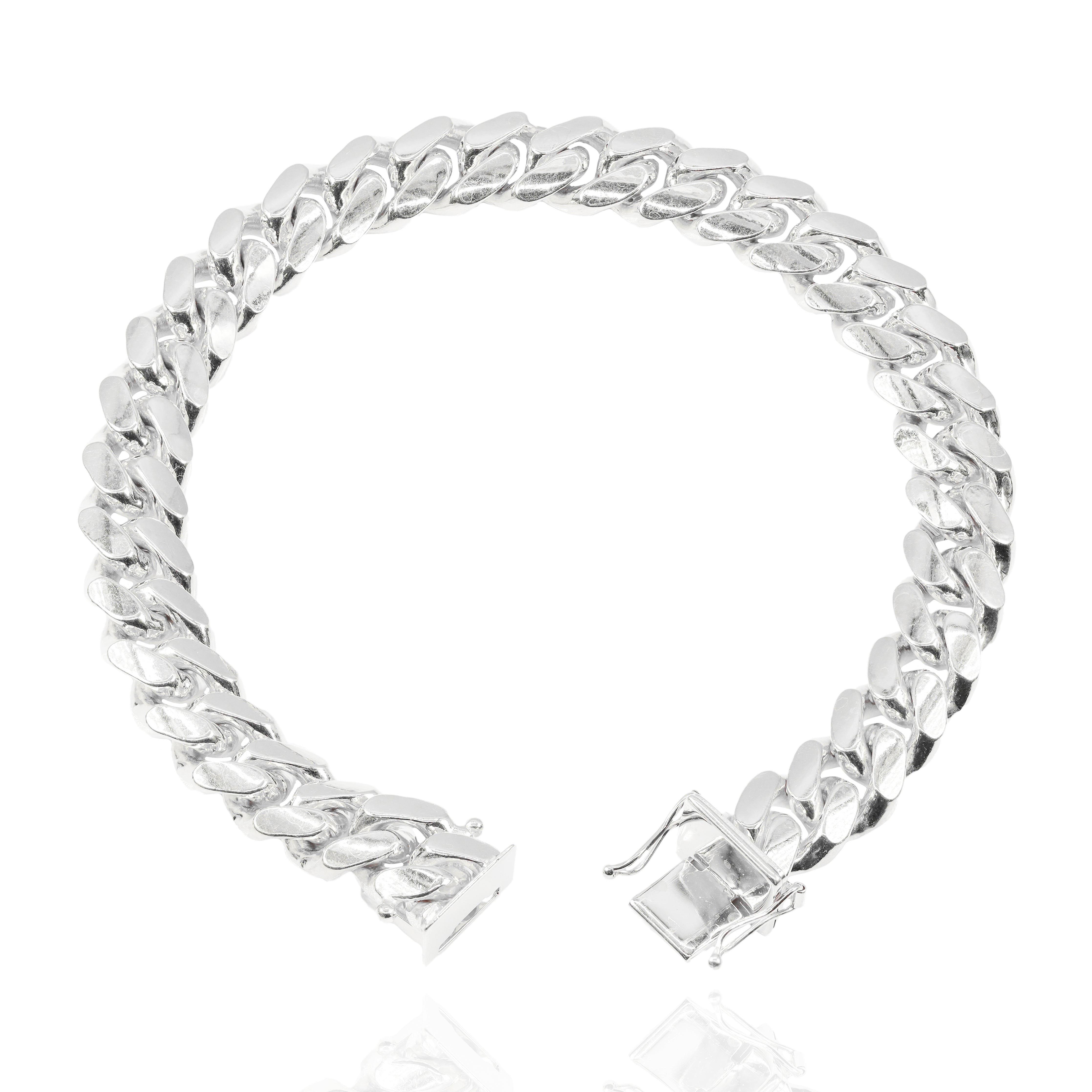 14KT Solid Miami Cuban Link White Gold Bracelet