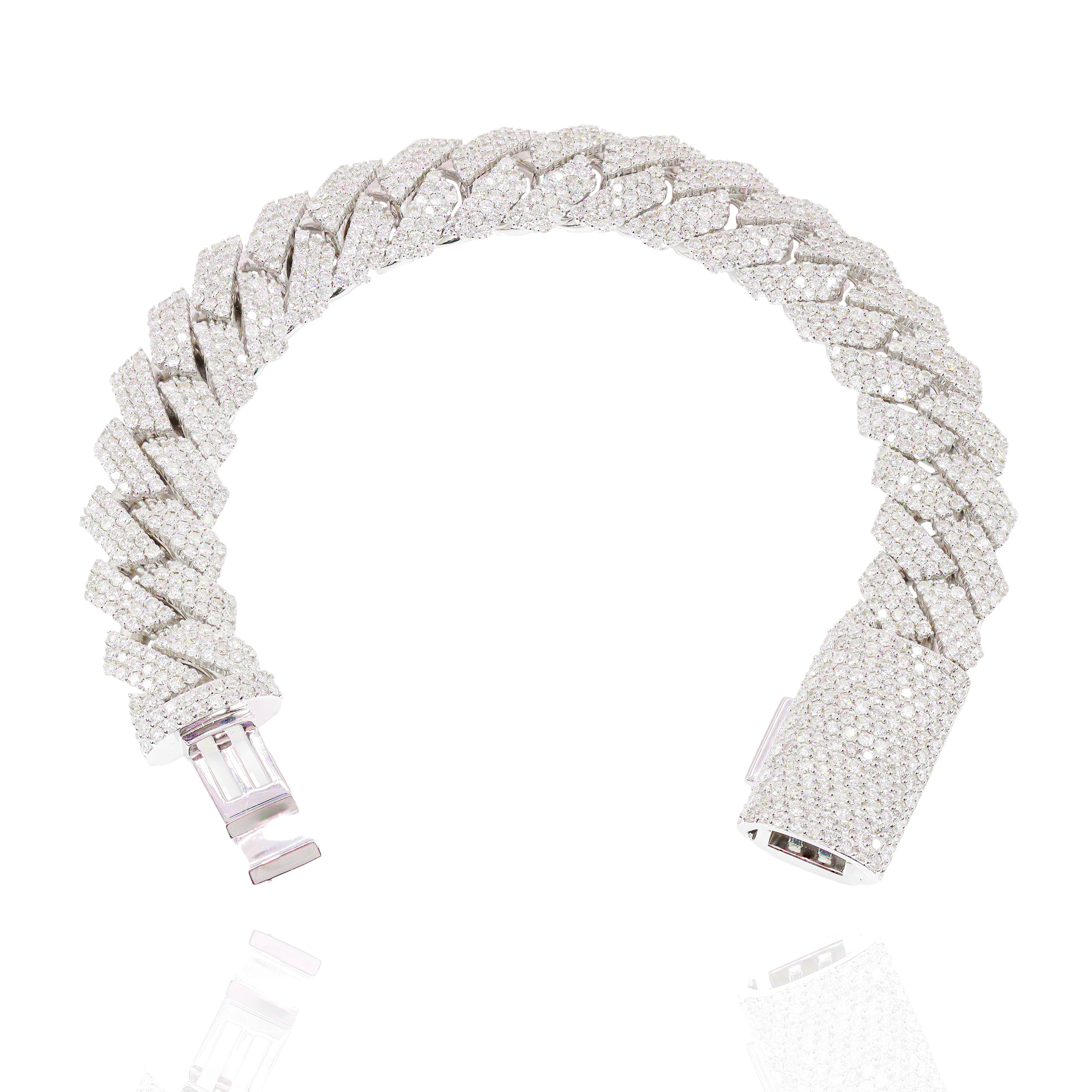 16mm Jagged Cuban Link Diamond Bracelet
