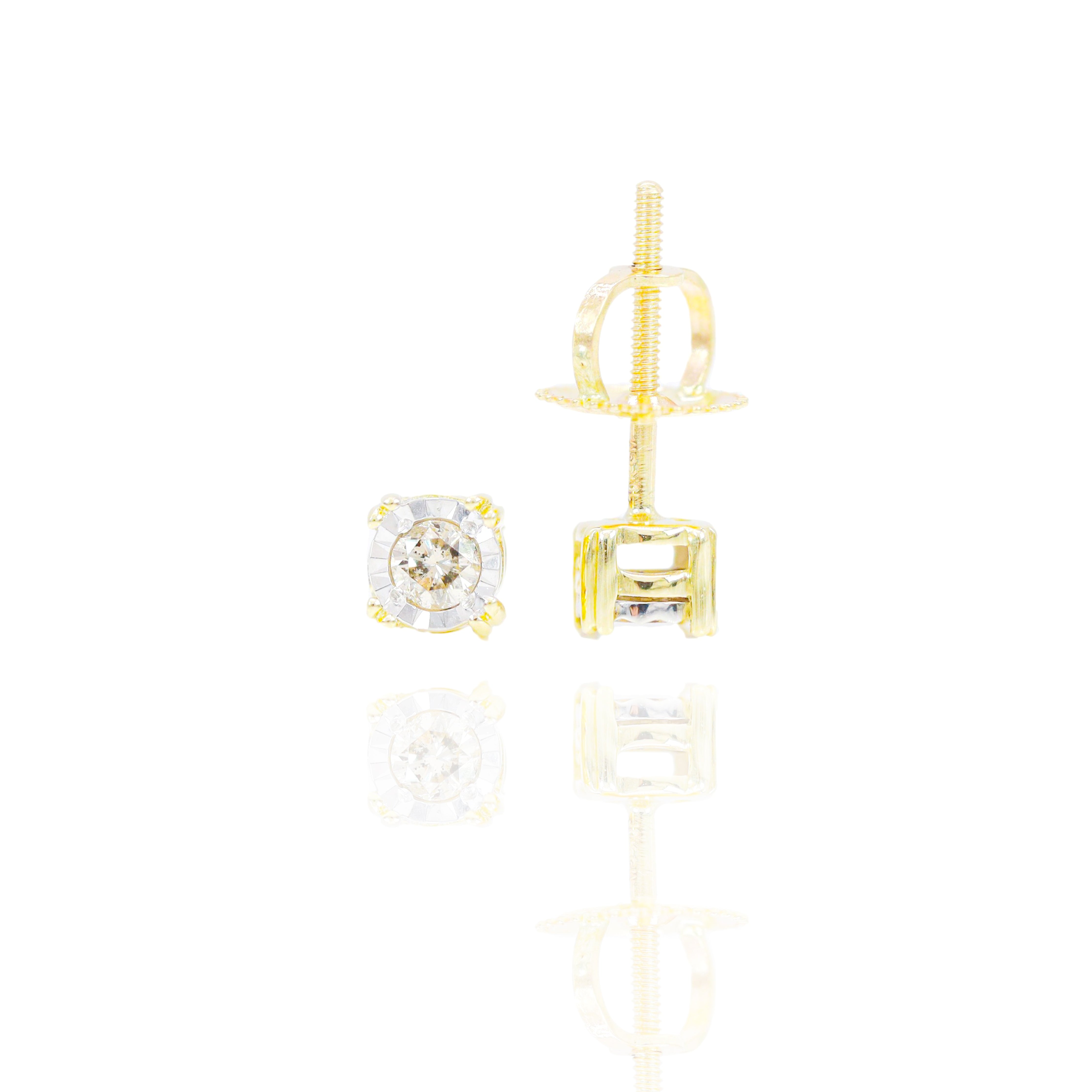Diamond Stud with Diamond Cut Border Earrings