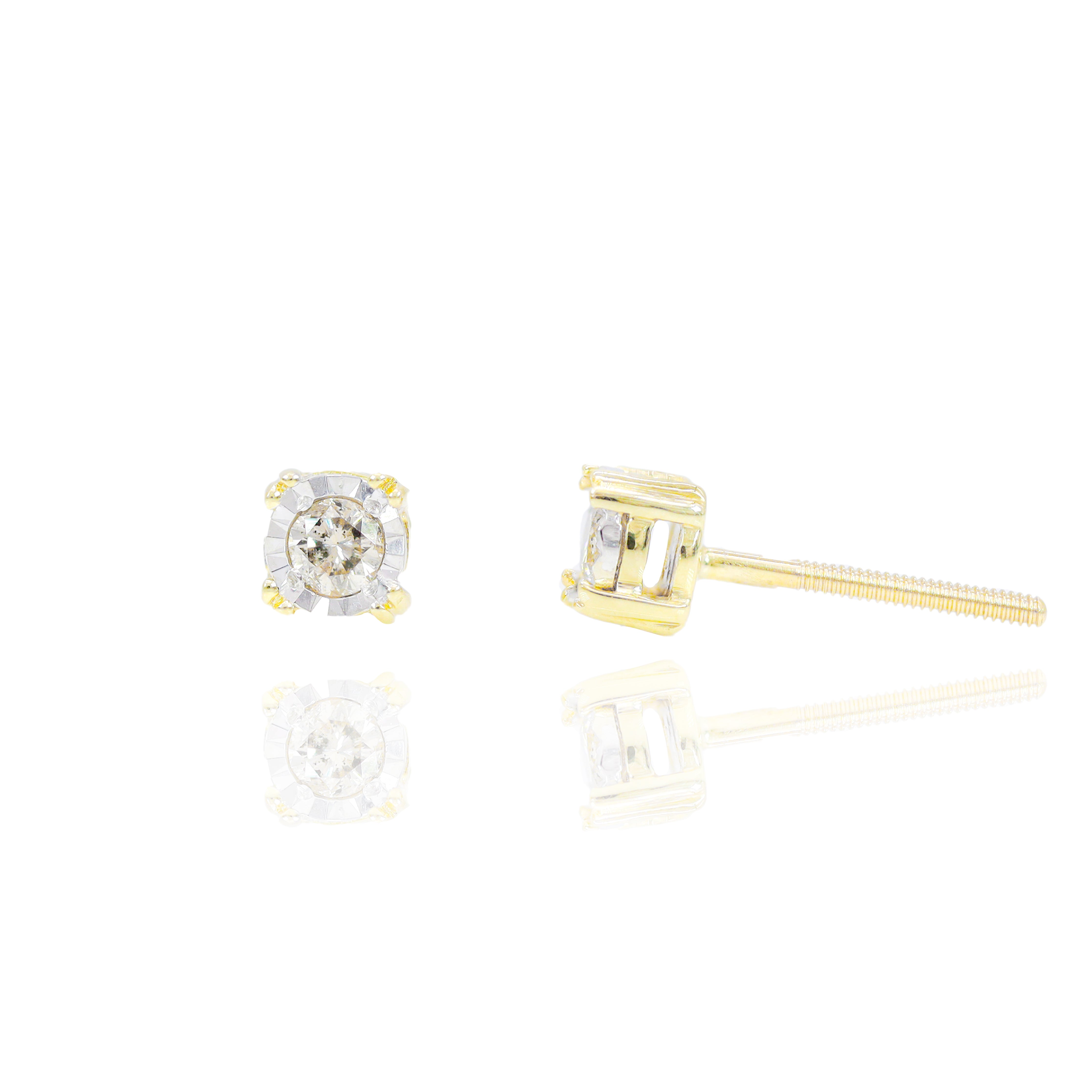 Diamond Stud with Diamond Cut Border Earrings