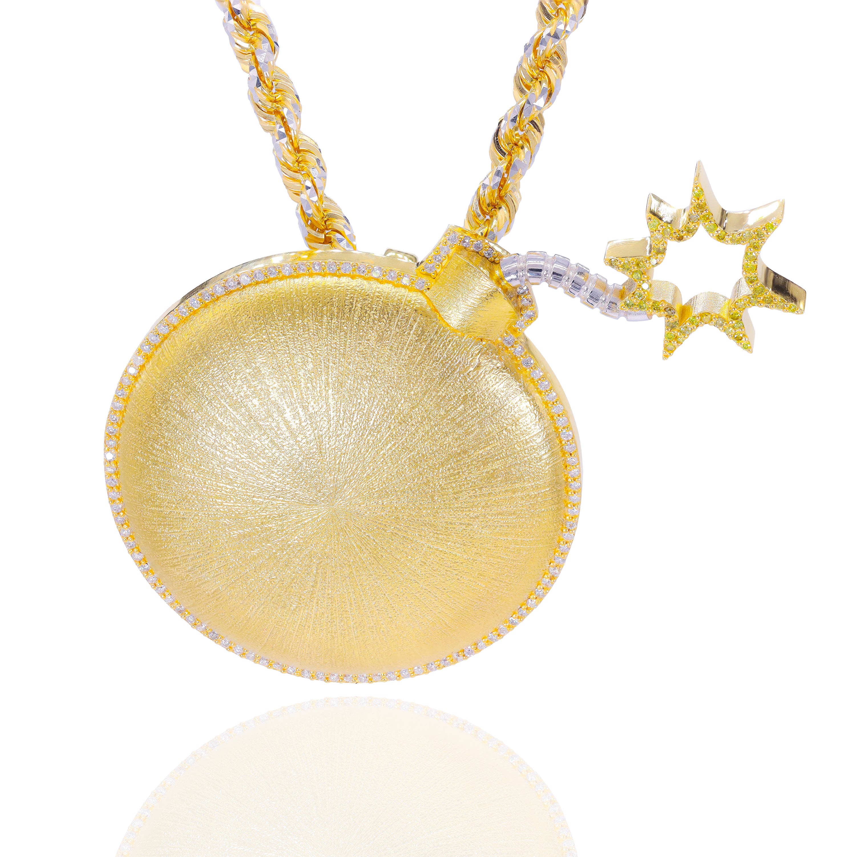 Custom Design Deposit - Solid Gold Bomb Diamond Pendant