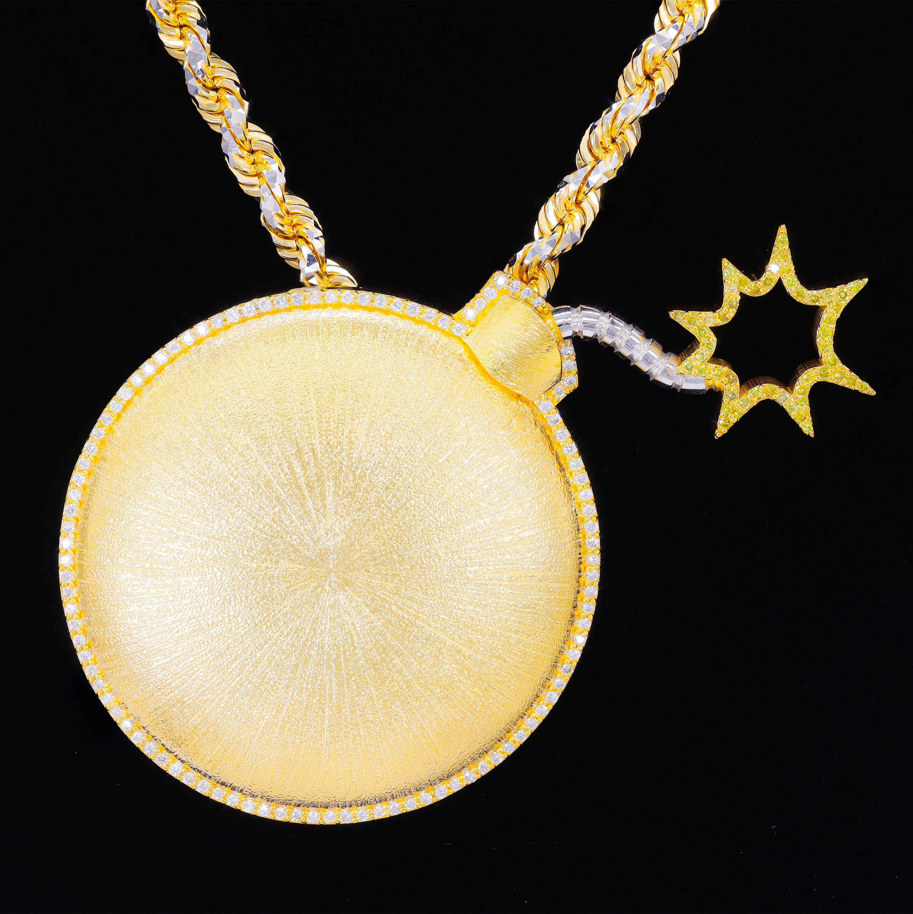 Custom Design Deposit - Solid Gold Bomb Diamond Pendant
