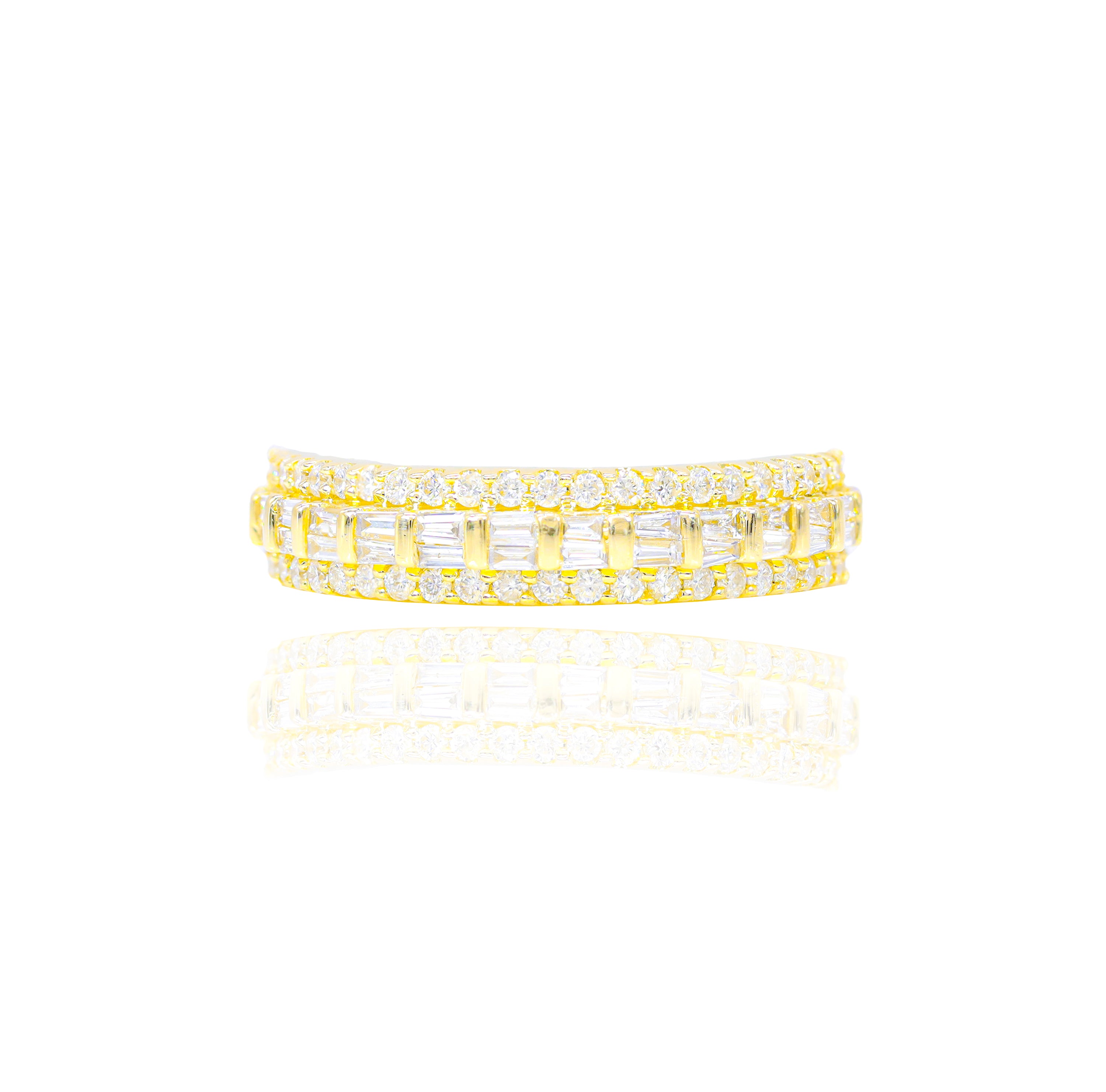 Center Row Baguette w/ Round Diamond Ring Band