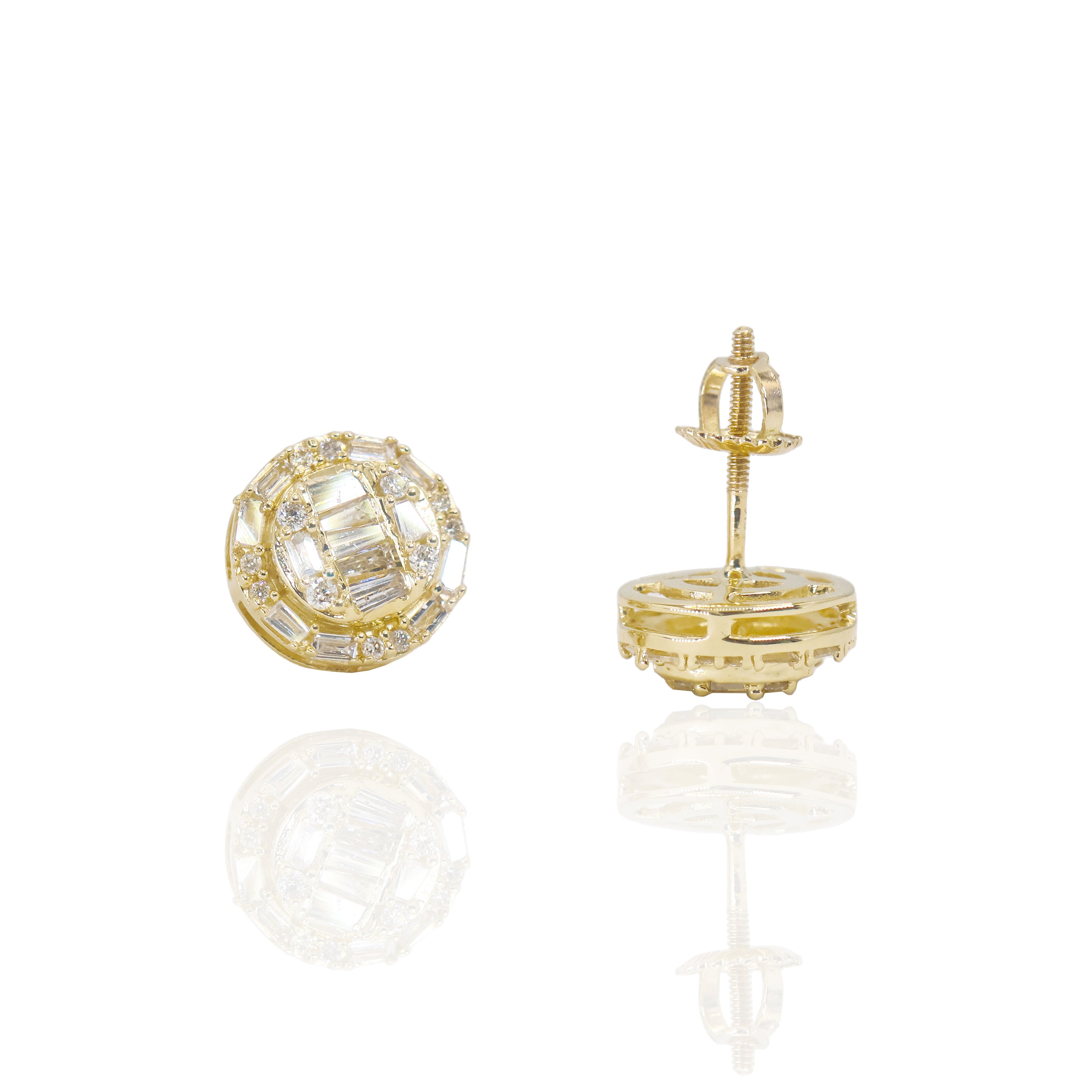 Round & Baguette Diamond Earrings