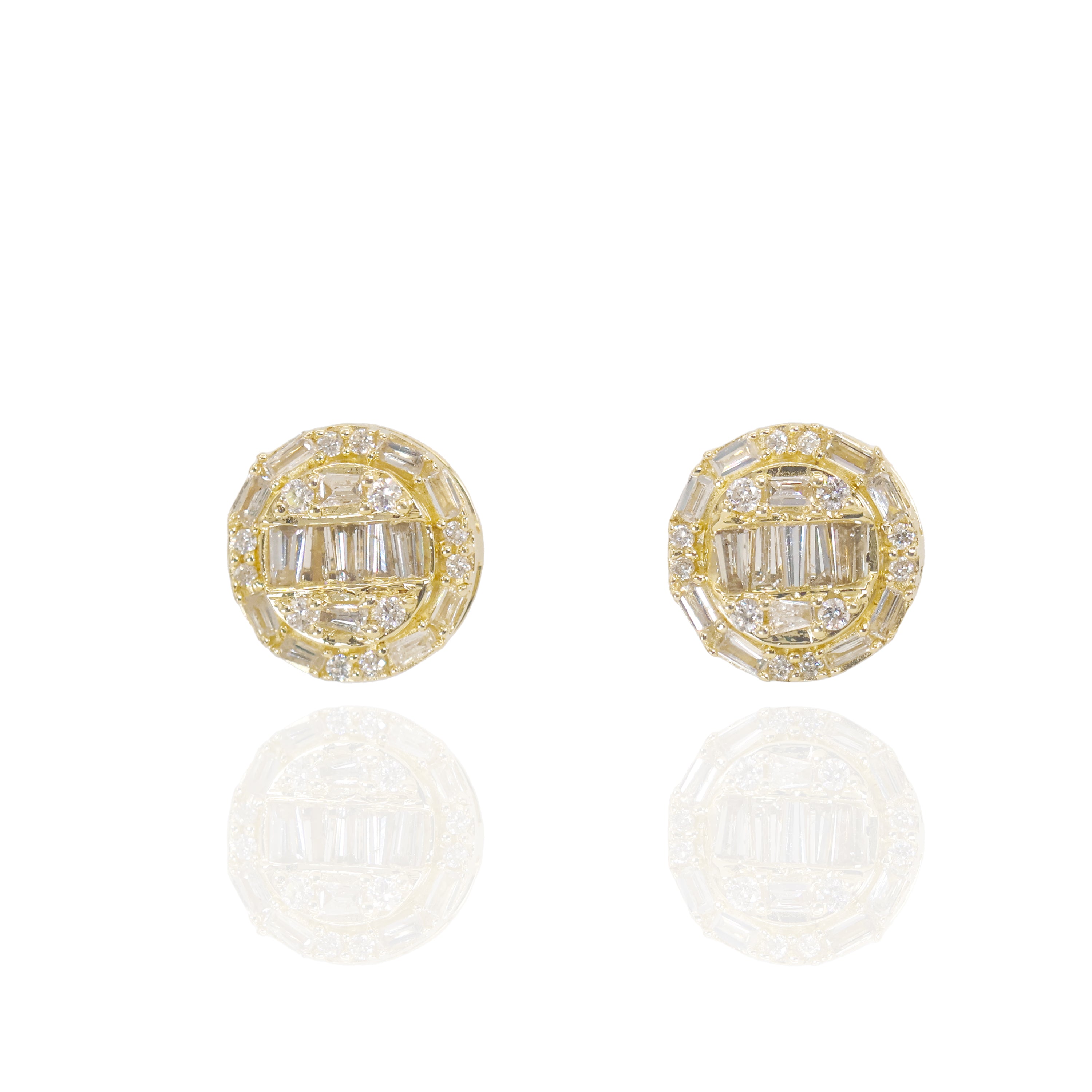 Round & Baguette Diamond Earrings