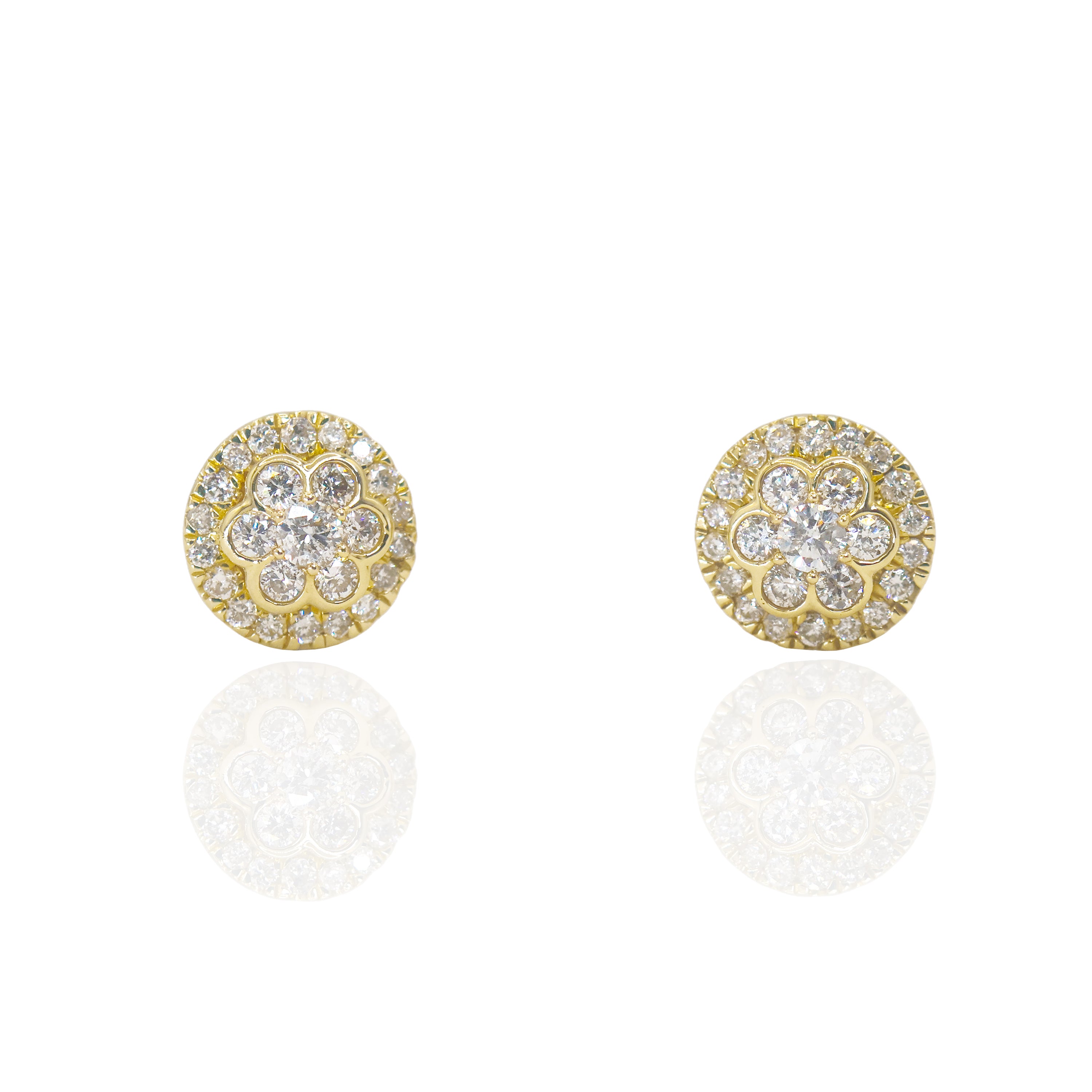 Round Diamond Cluster Bezel Set Earrings