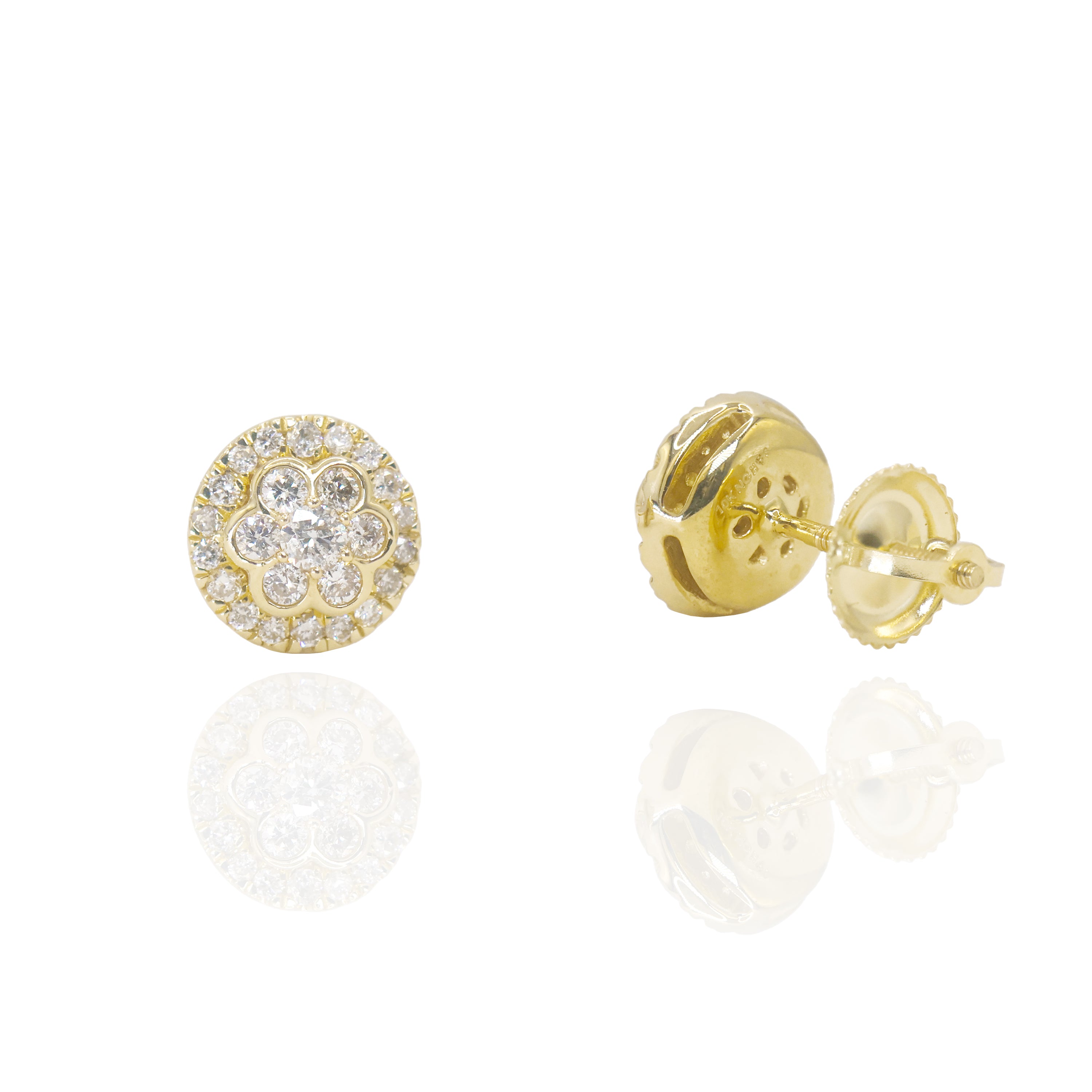 Round Diamond Cluster Bezel Set Earrings