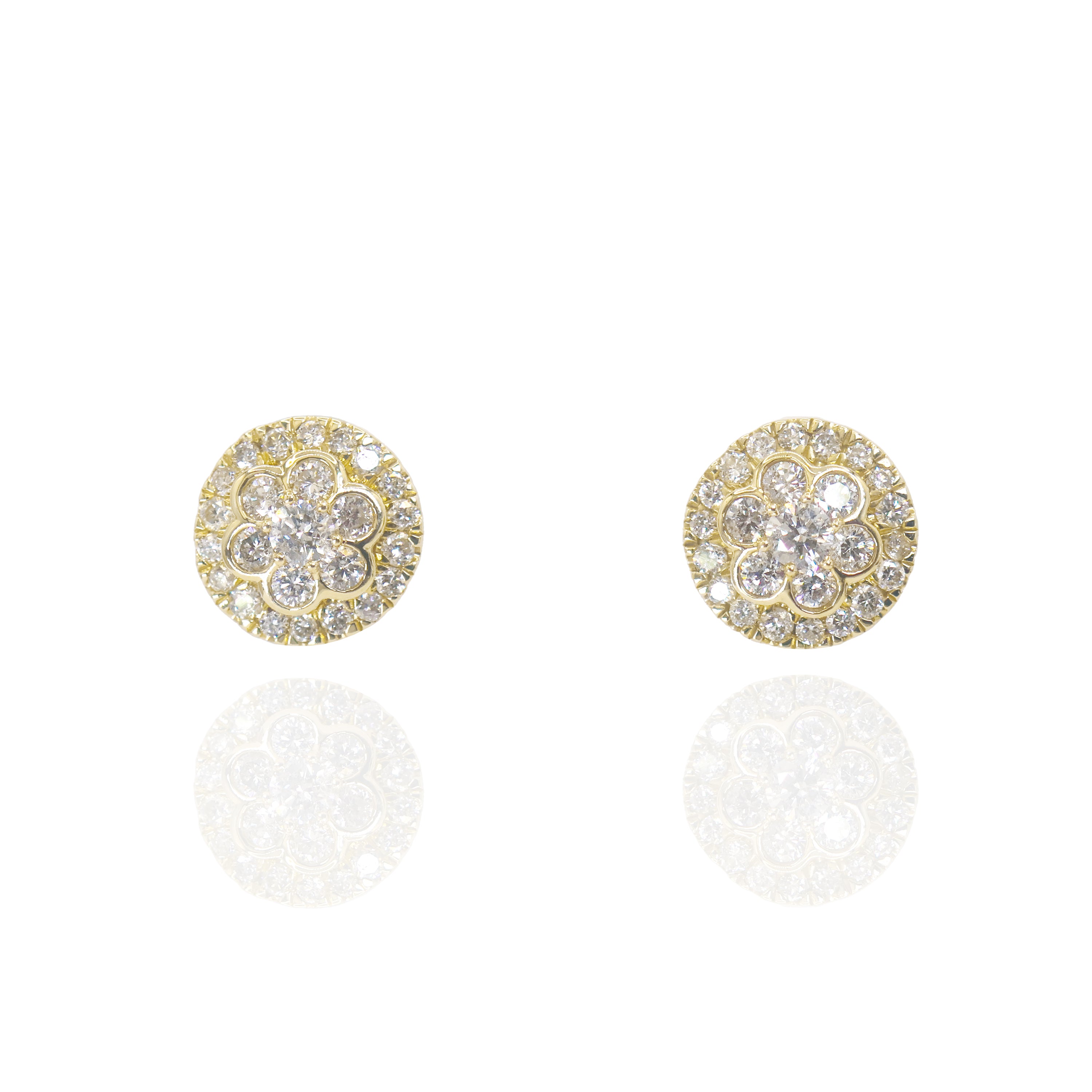Round Diamond Cluster Bezel Set Earrings