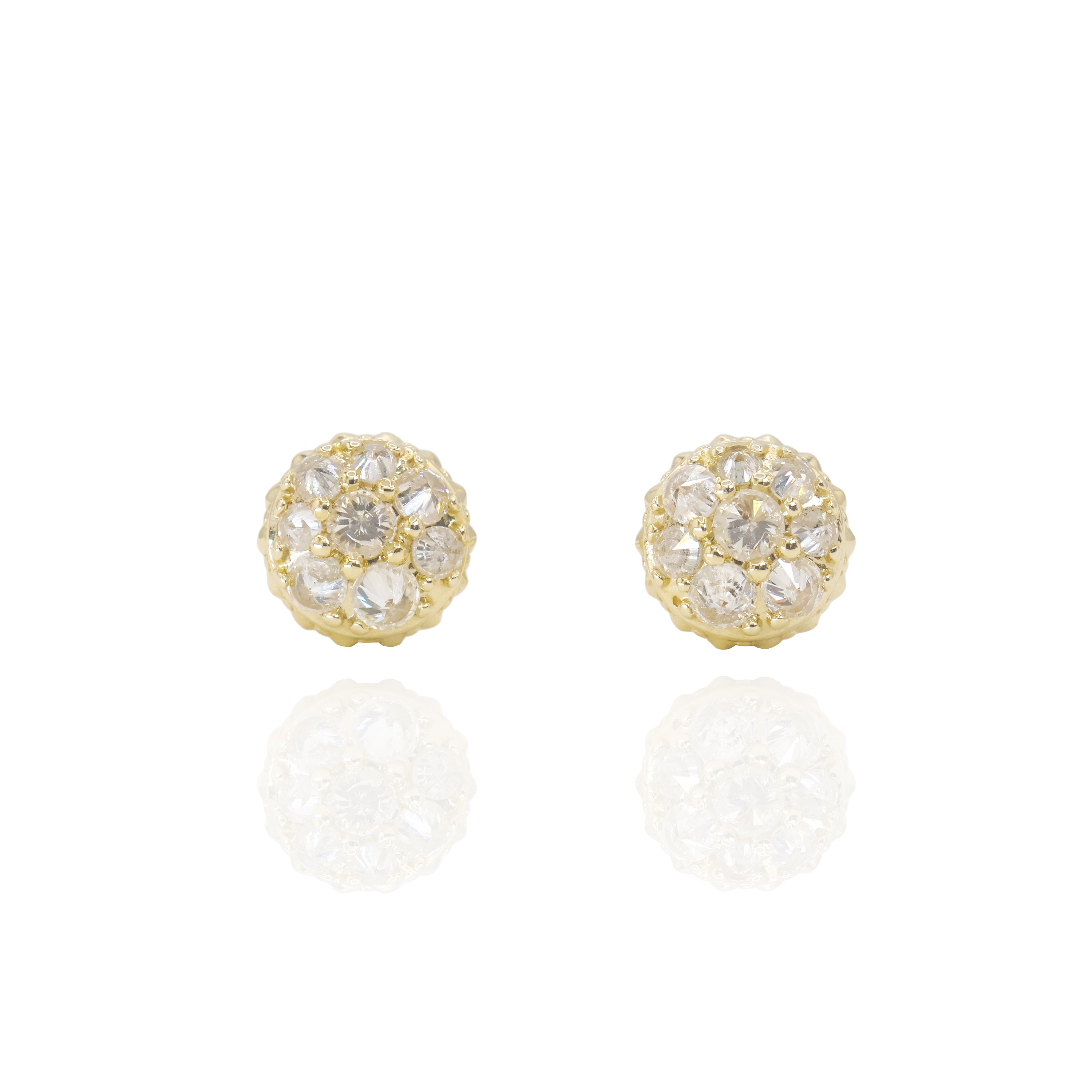 Upside Down Setting Diamond Round Cluster Earrings