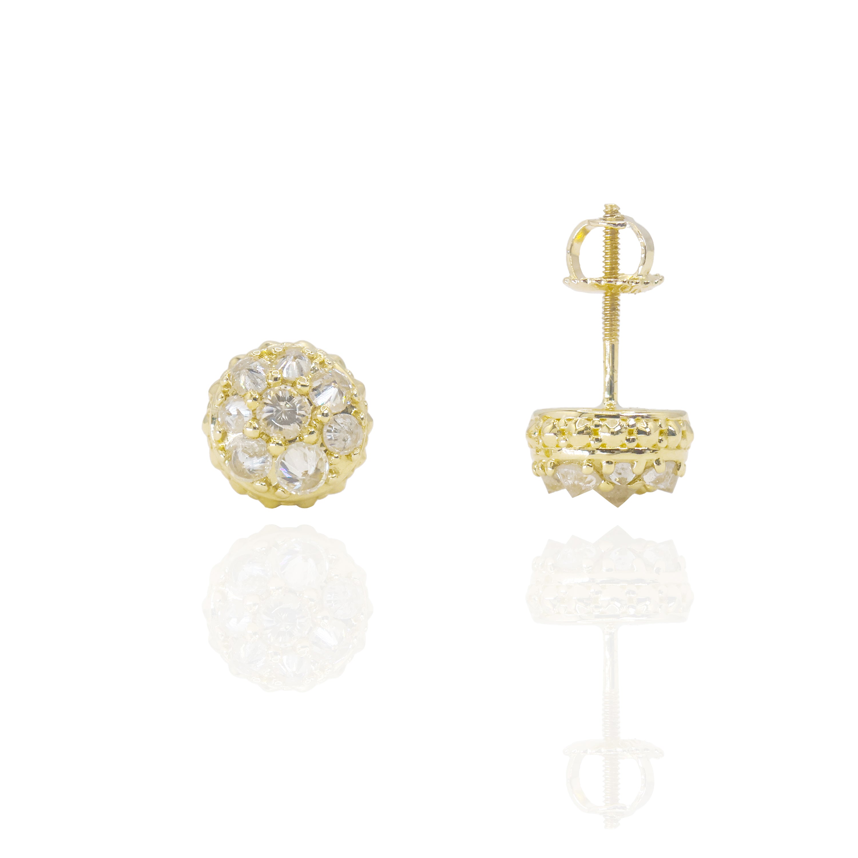 Upside Down Setting Diamond Round Cluster Earrings