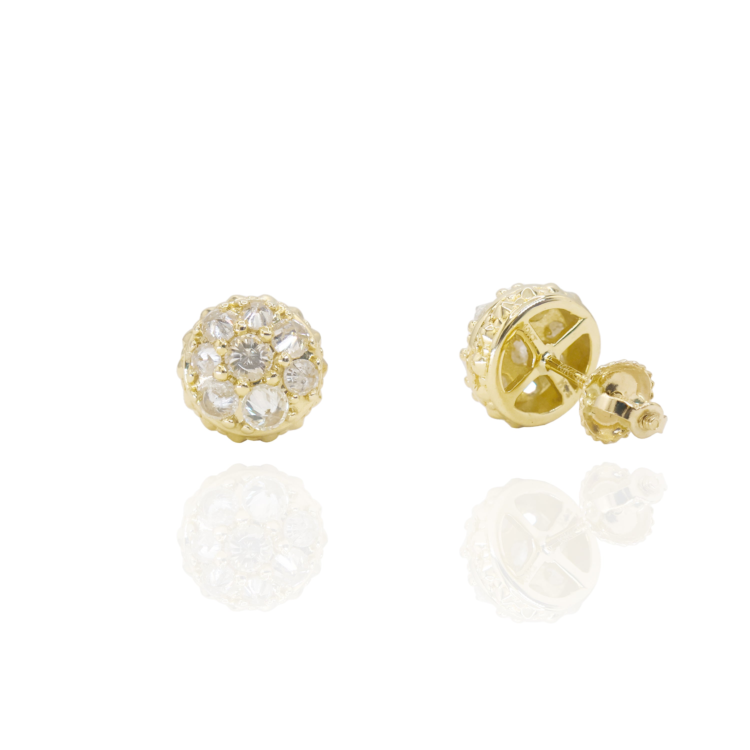 Upside Down Setting Diamond Round Cluster Earrings