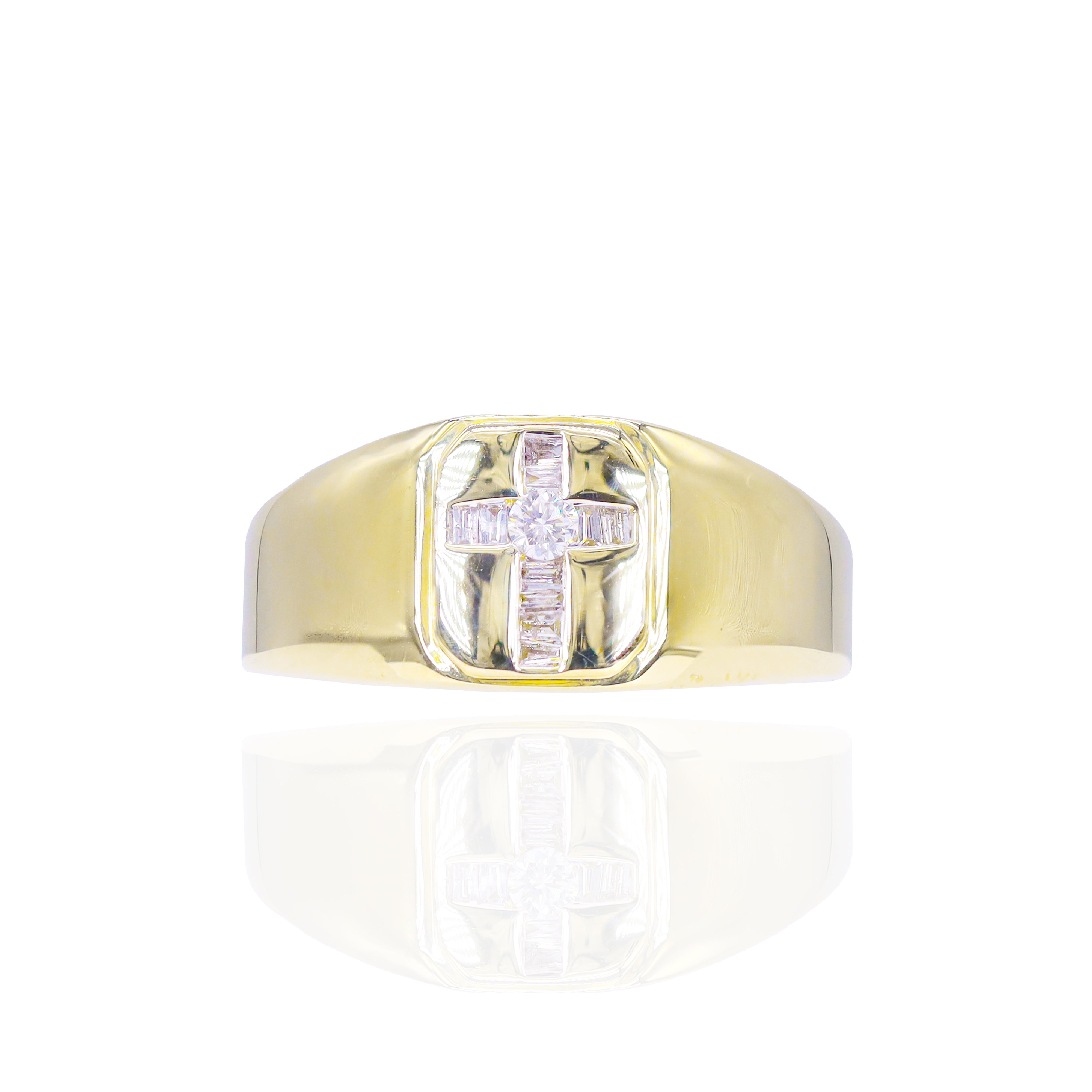 Diamond Cross Signet Ring