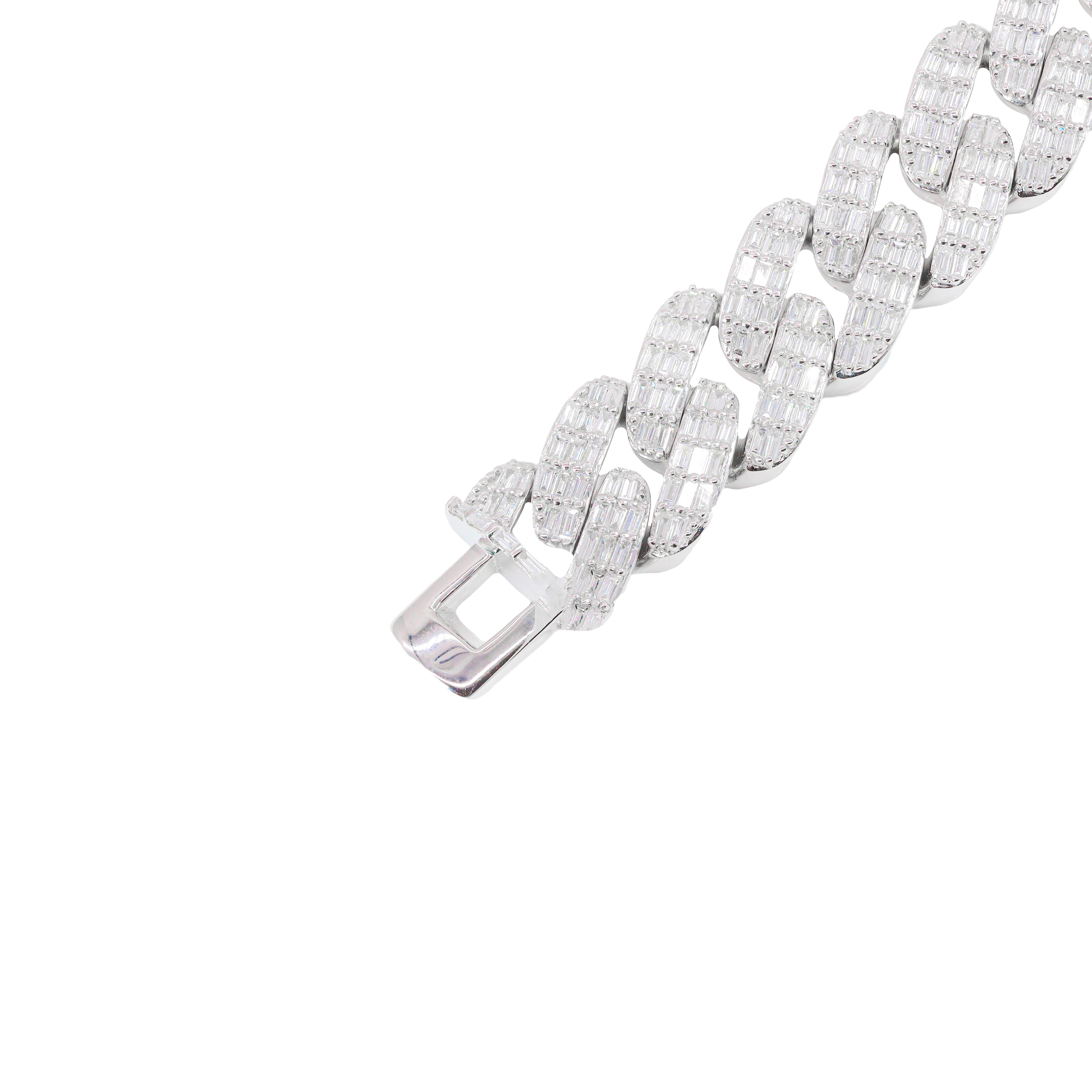 13mm Baguette Diamond Cuban Link Bracelet
