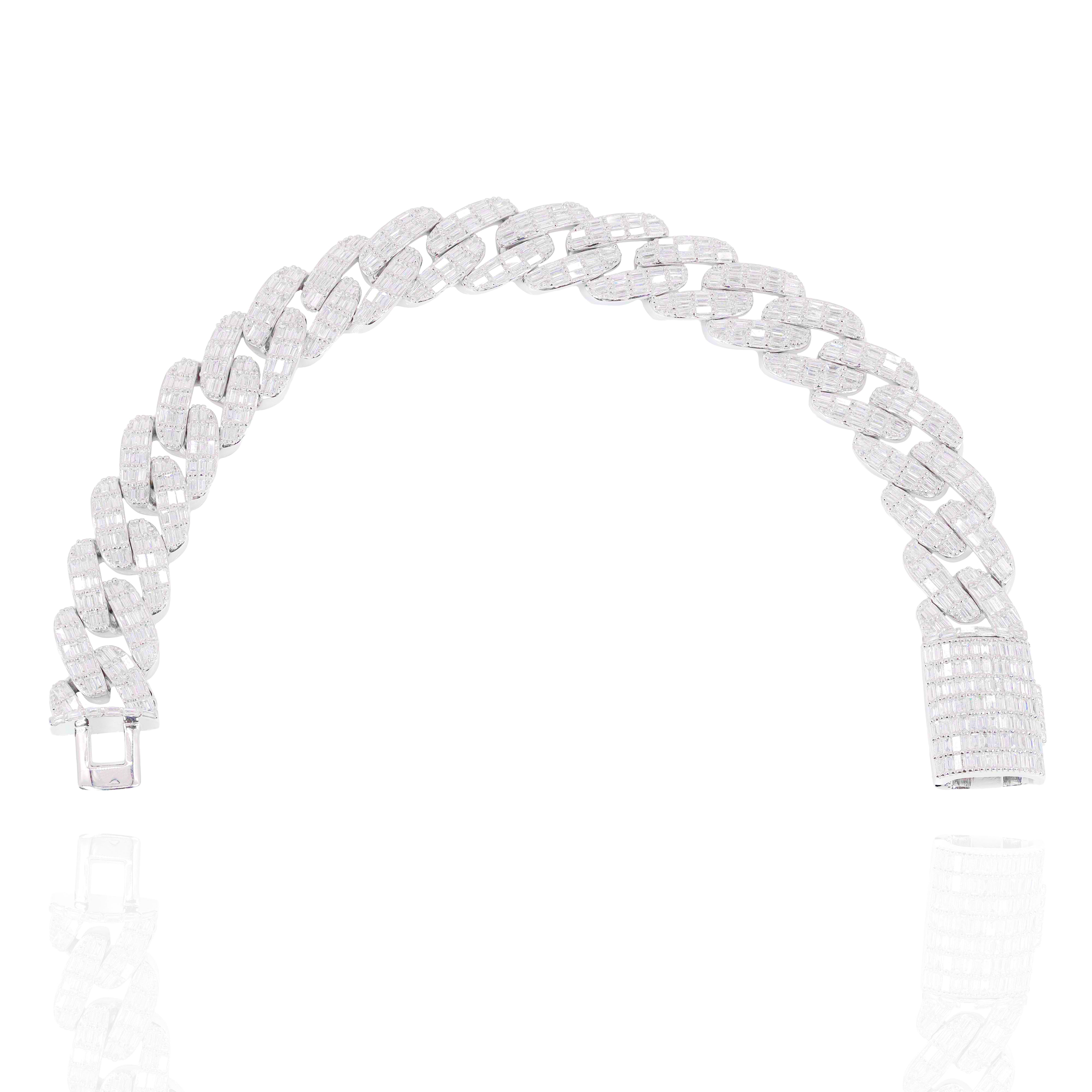 13mm Baguette Diamond Cuban Link Bracelet