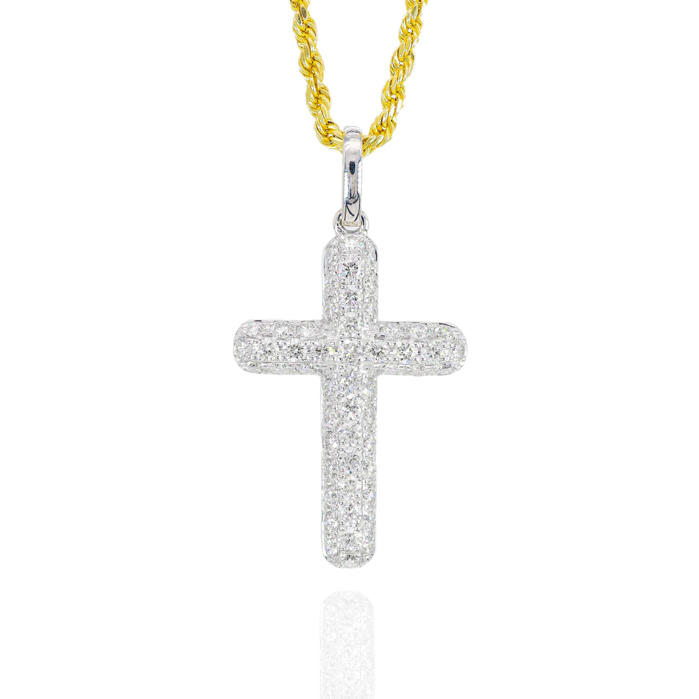 Curved Round Cross Diamond Pendant