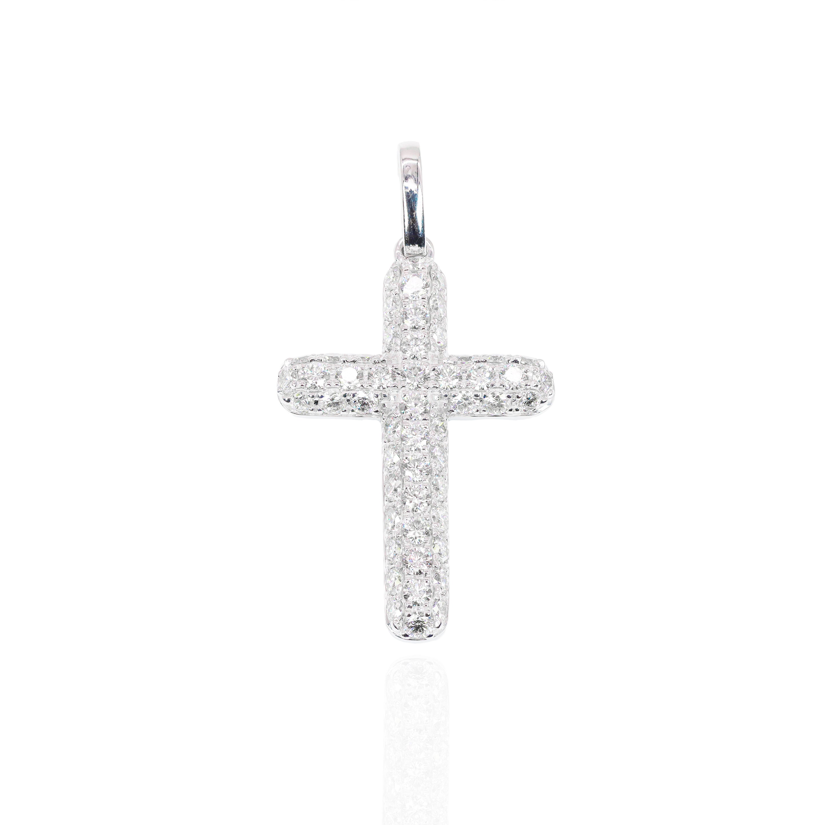 Curved Round Cross Diamond Pendant
