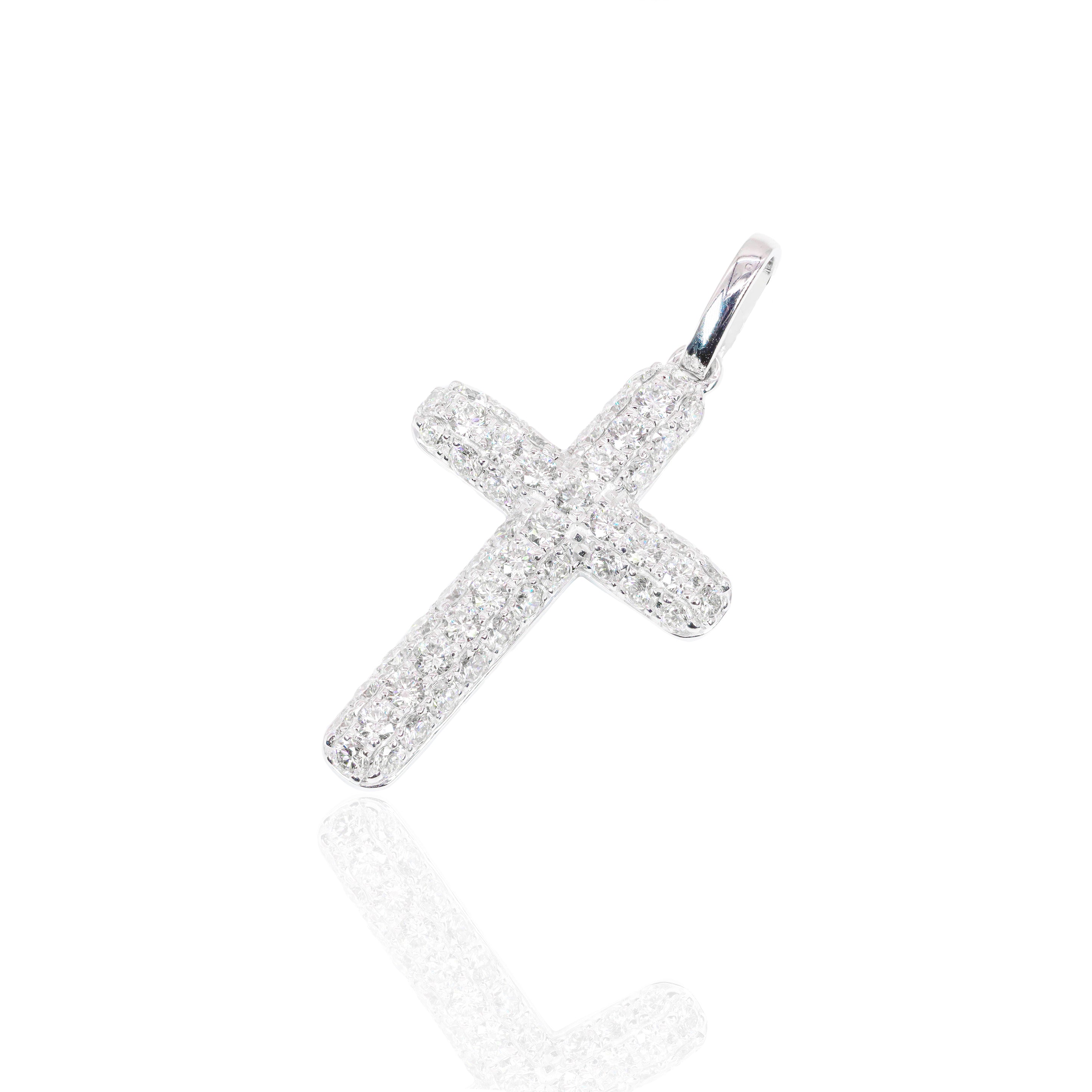 Curved Round Cross Diamond Pendant