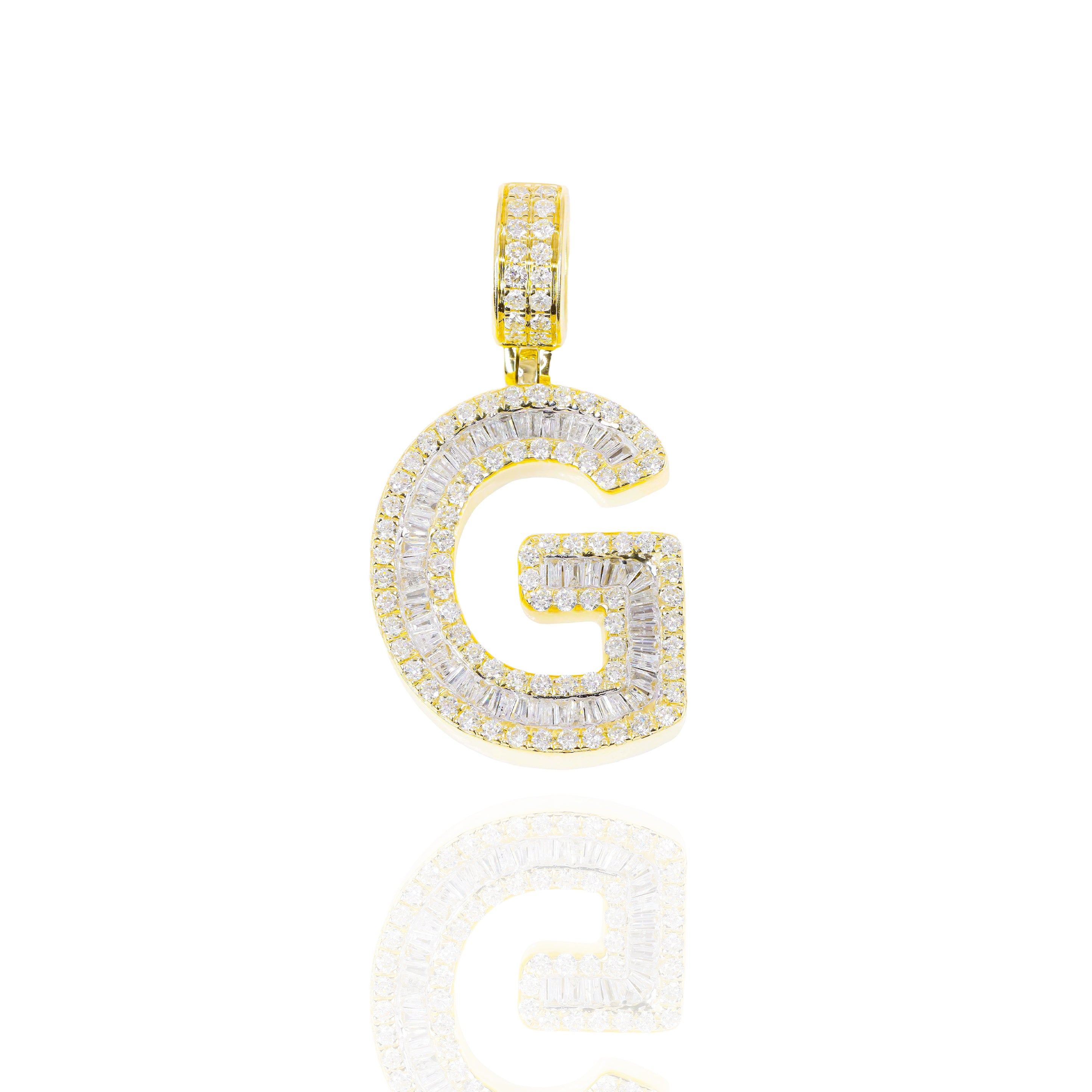 Letter G Baguette Diamond Pendant