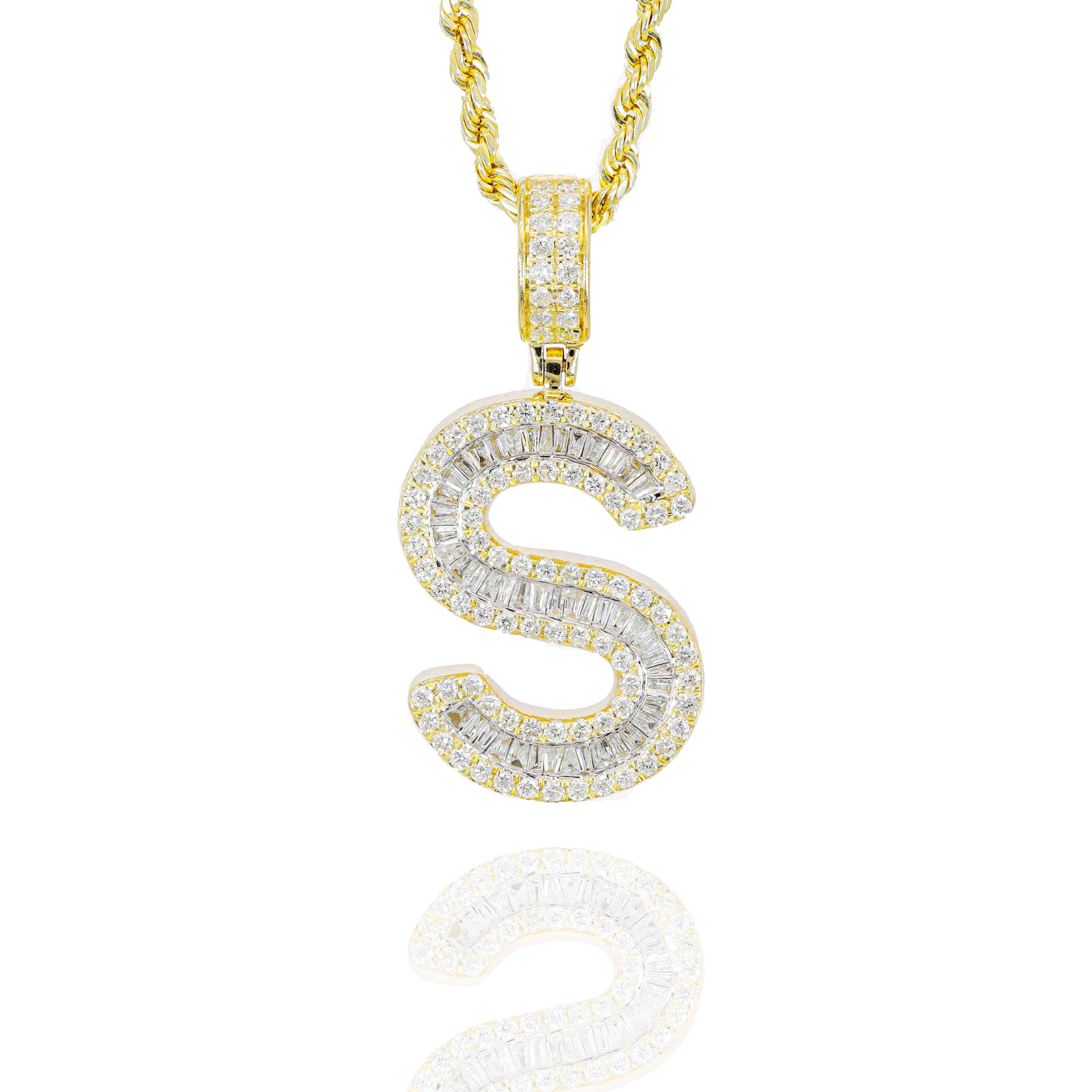 Letter S Baguette Diamond Pendant