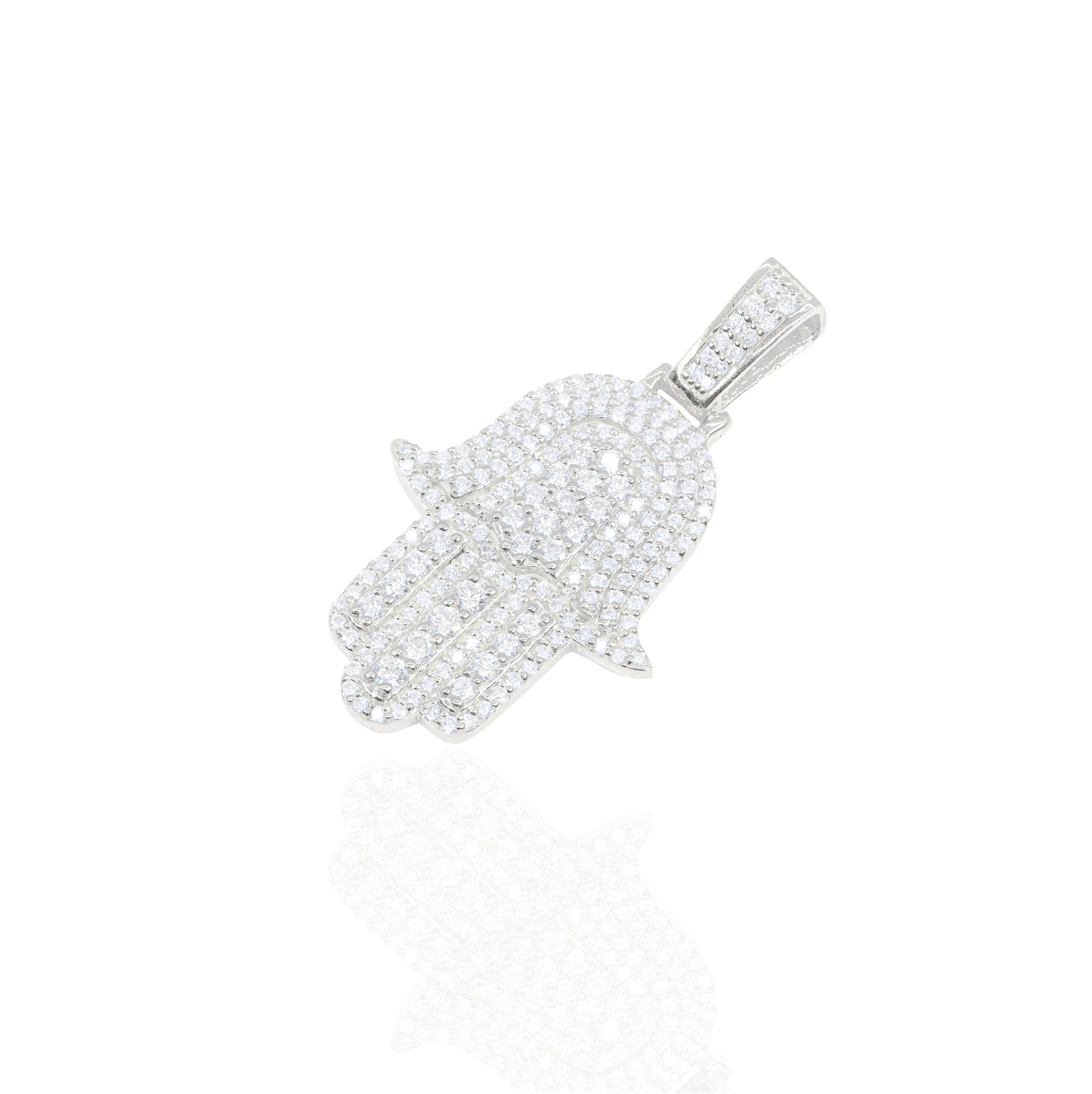 Hamza Hand With Big Pointers Diamond Pendant