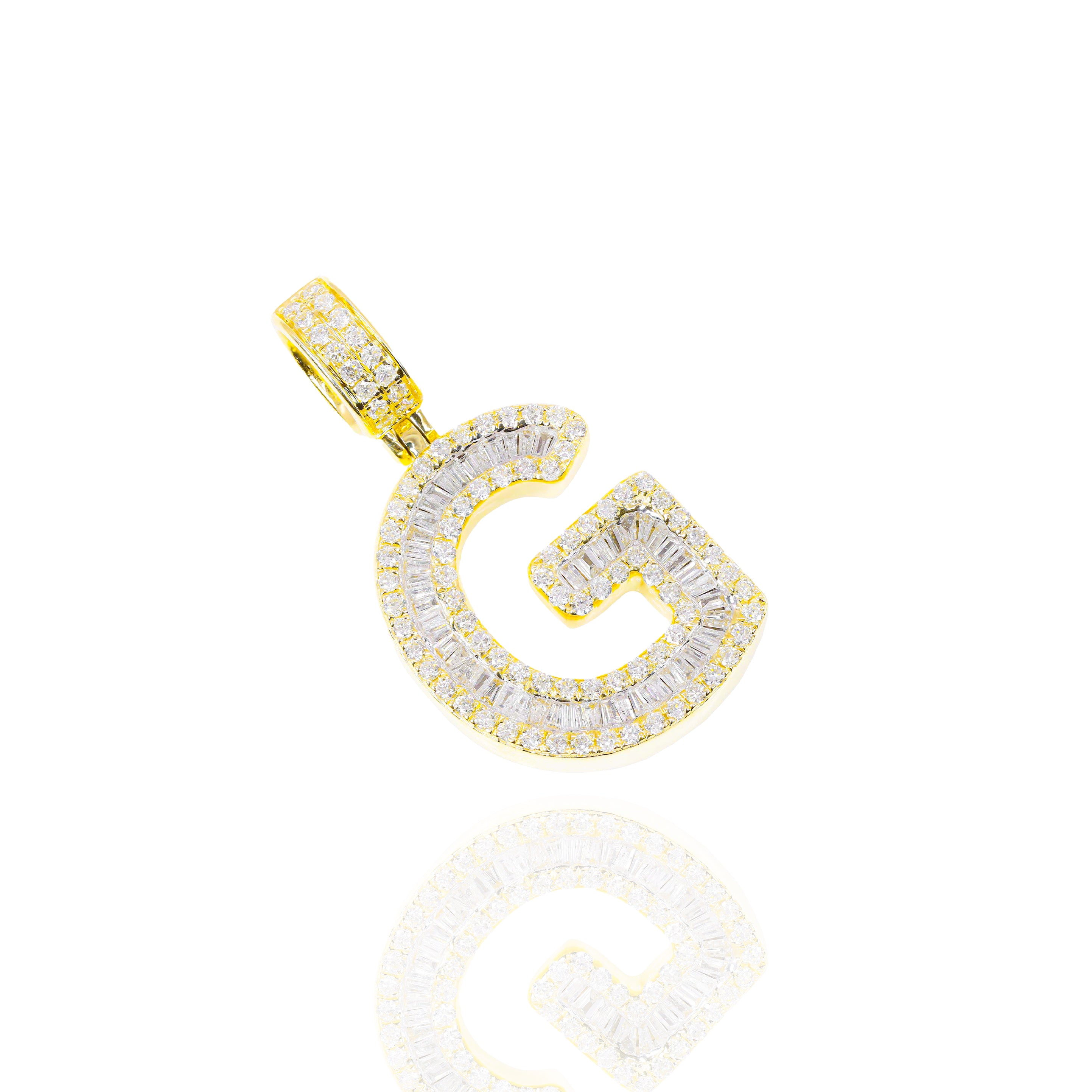Letter G Baguette Diamond Pendant