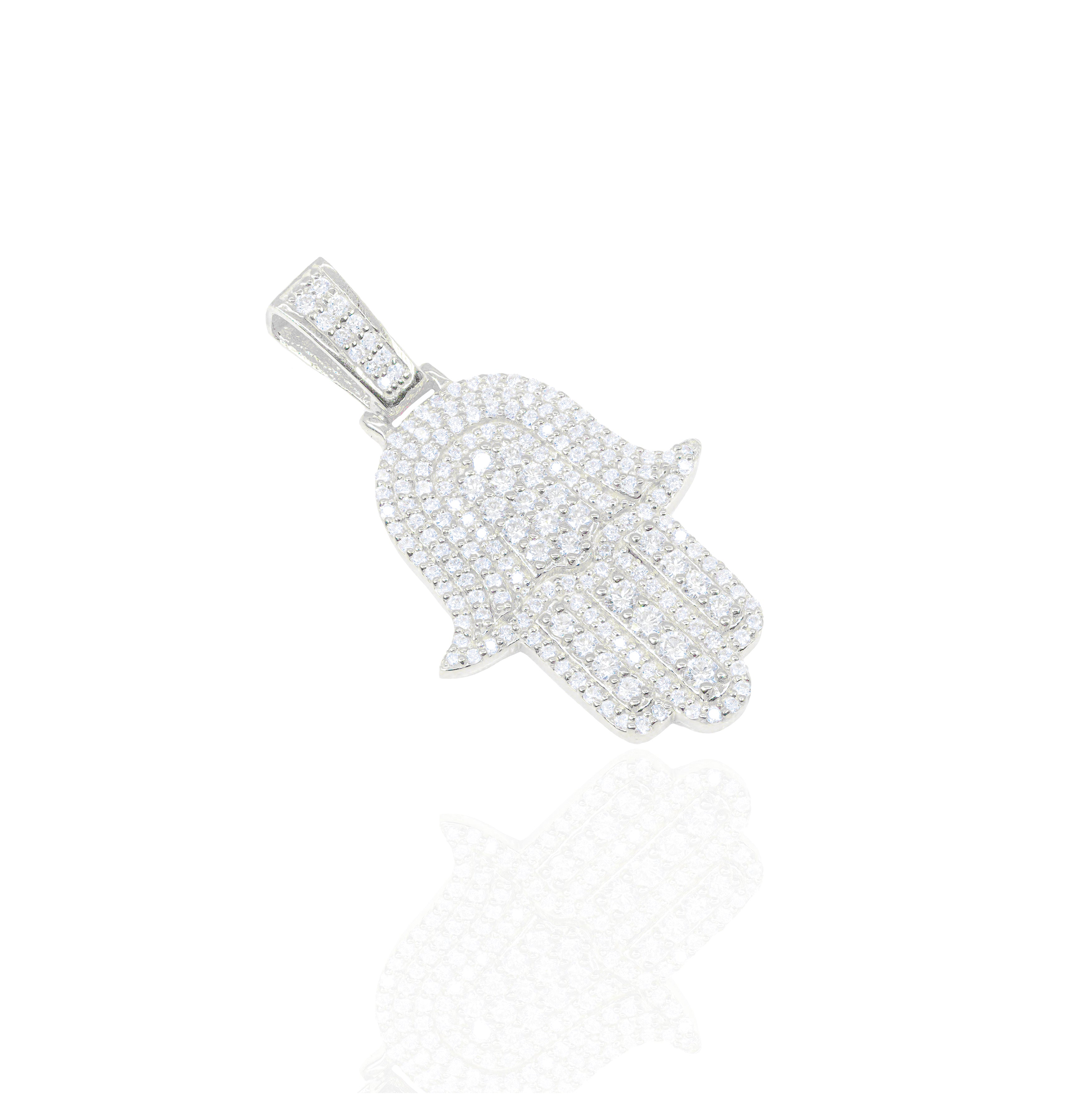 Hamza Hand With Big Pointers Diamond Pendant