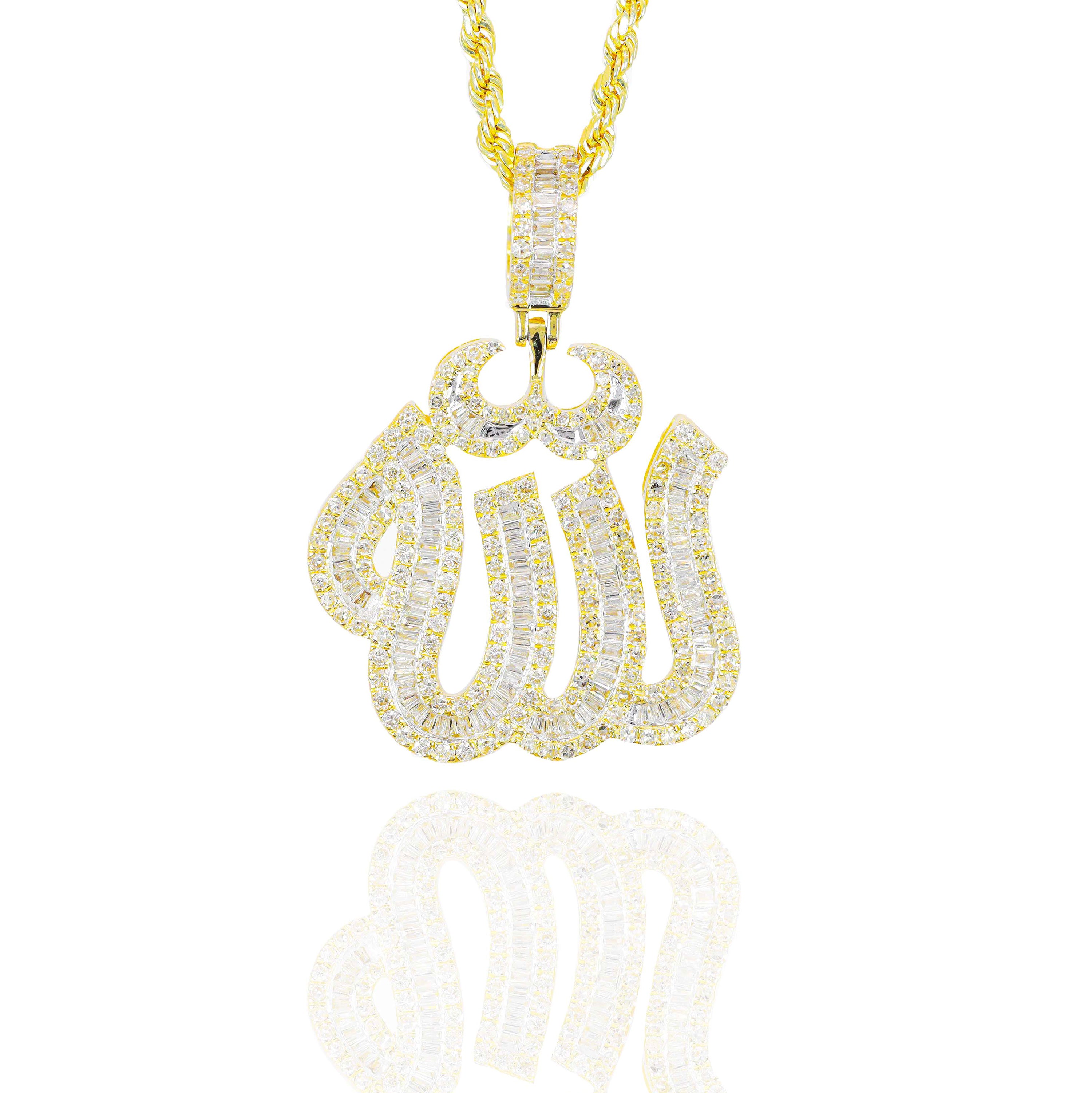 Baguette Allah Diamond Pendant