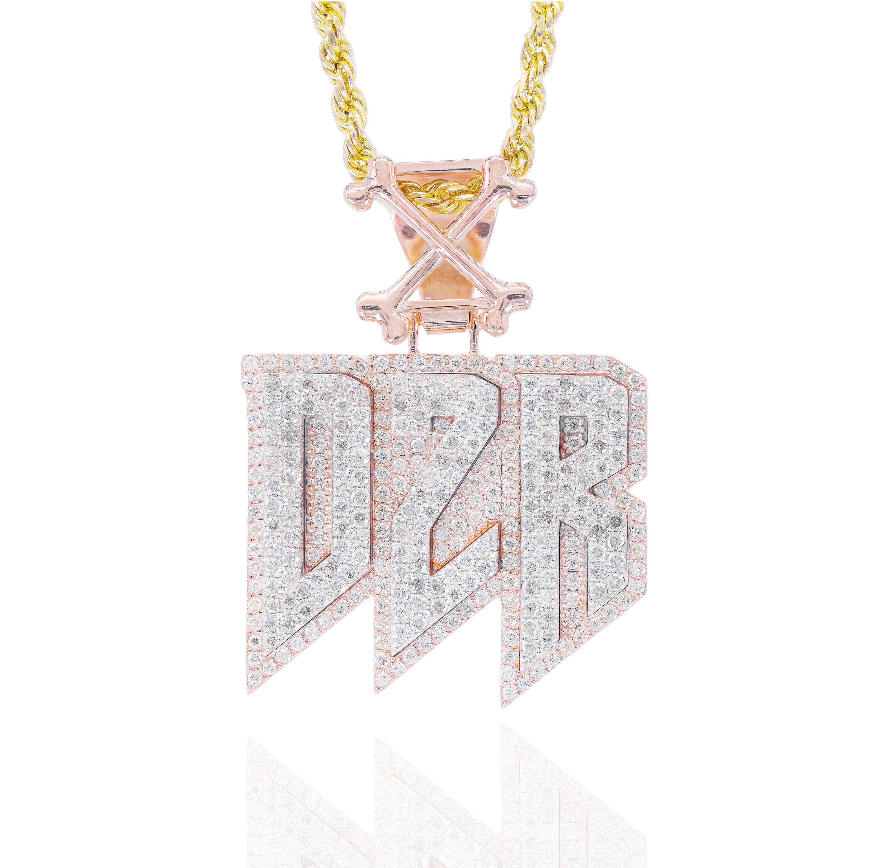 Custom Two-Tone/Layer Diamond Name Pendant