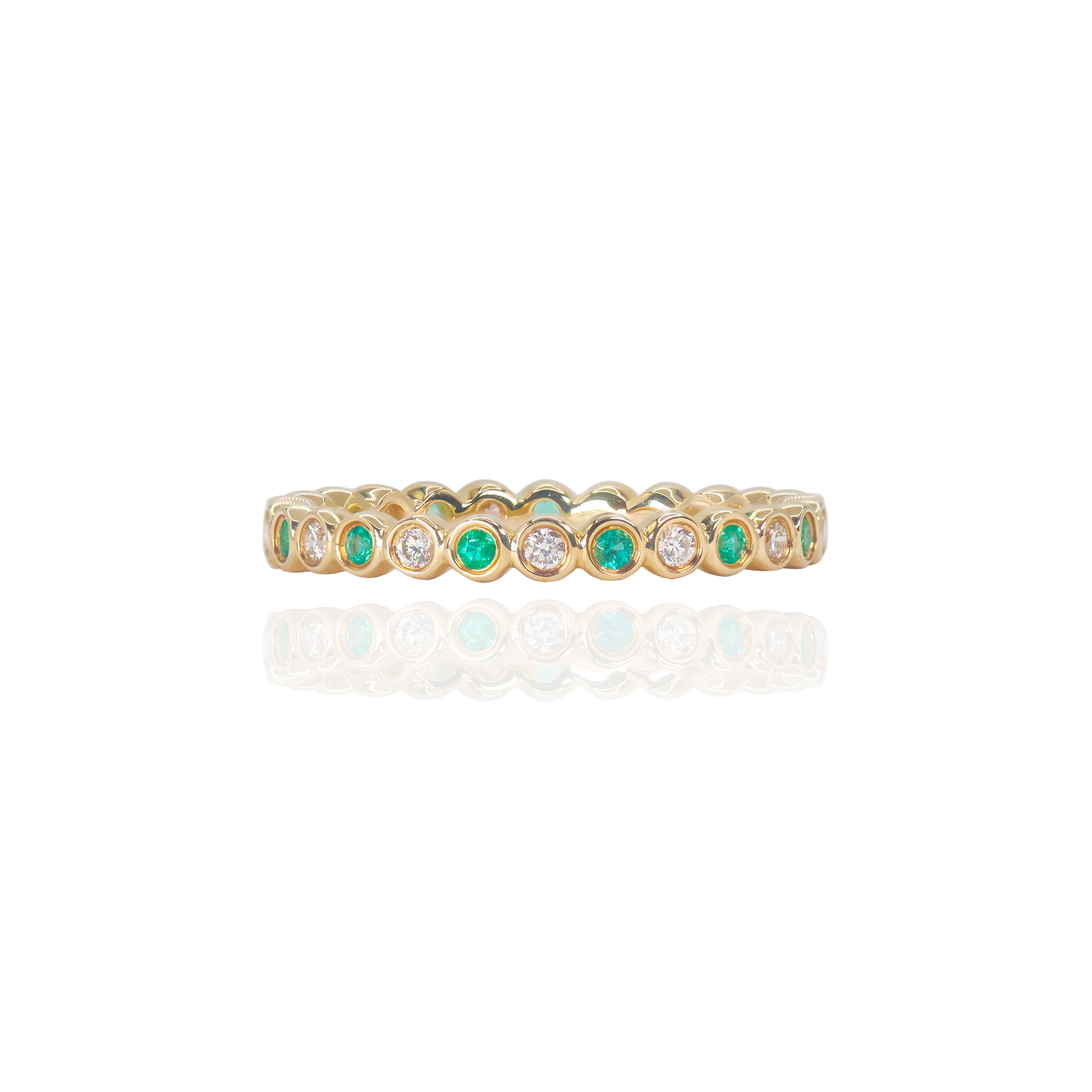 Bezel Set Emerald Diamond band