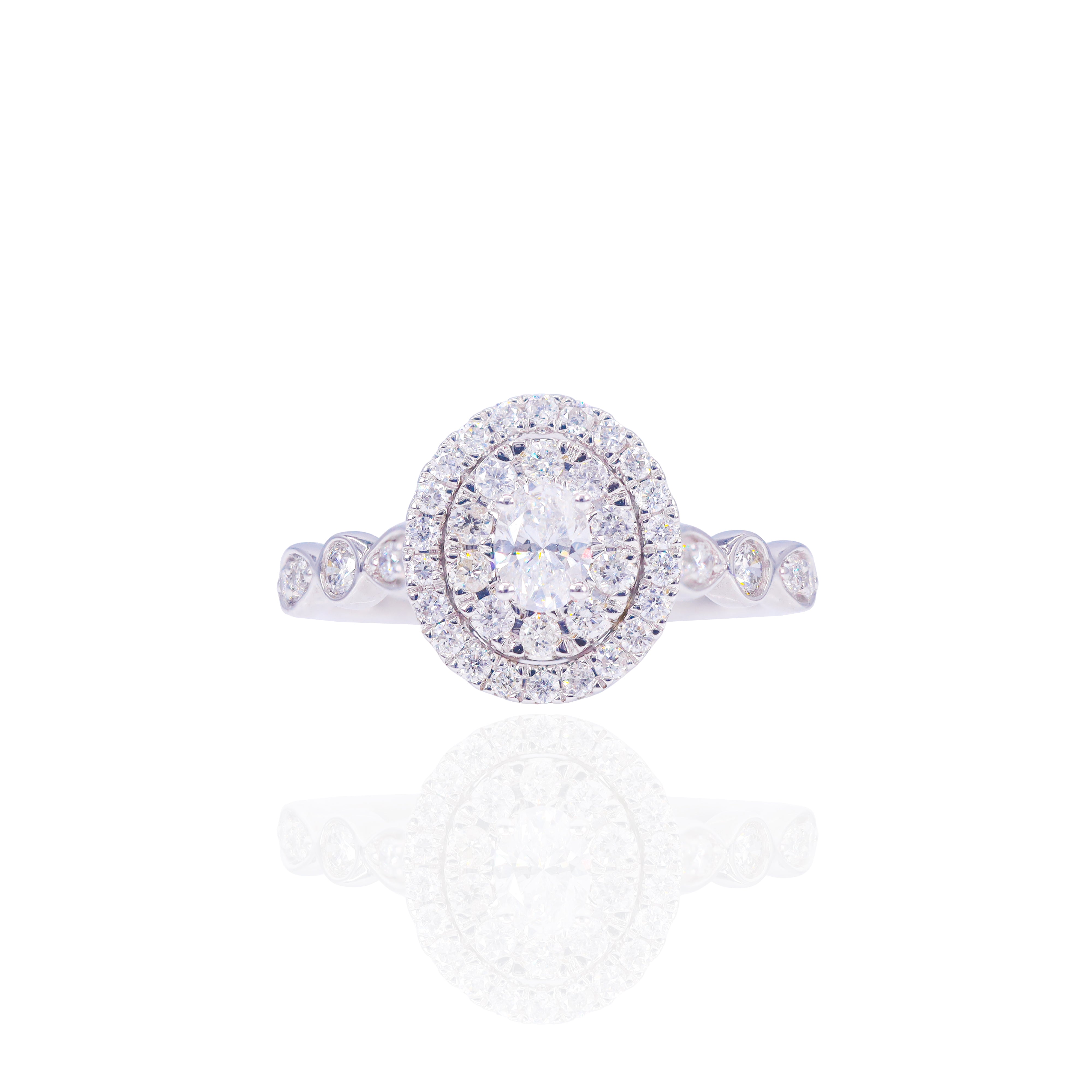 Multi-Shaped Bezeled Band Diamond Engagement Ring Duo