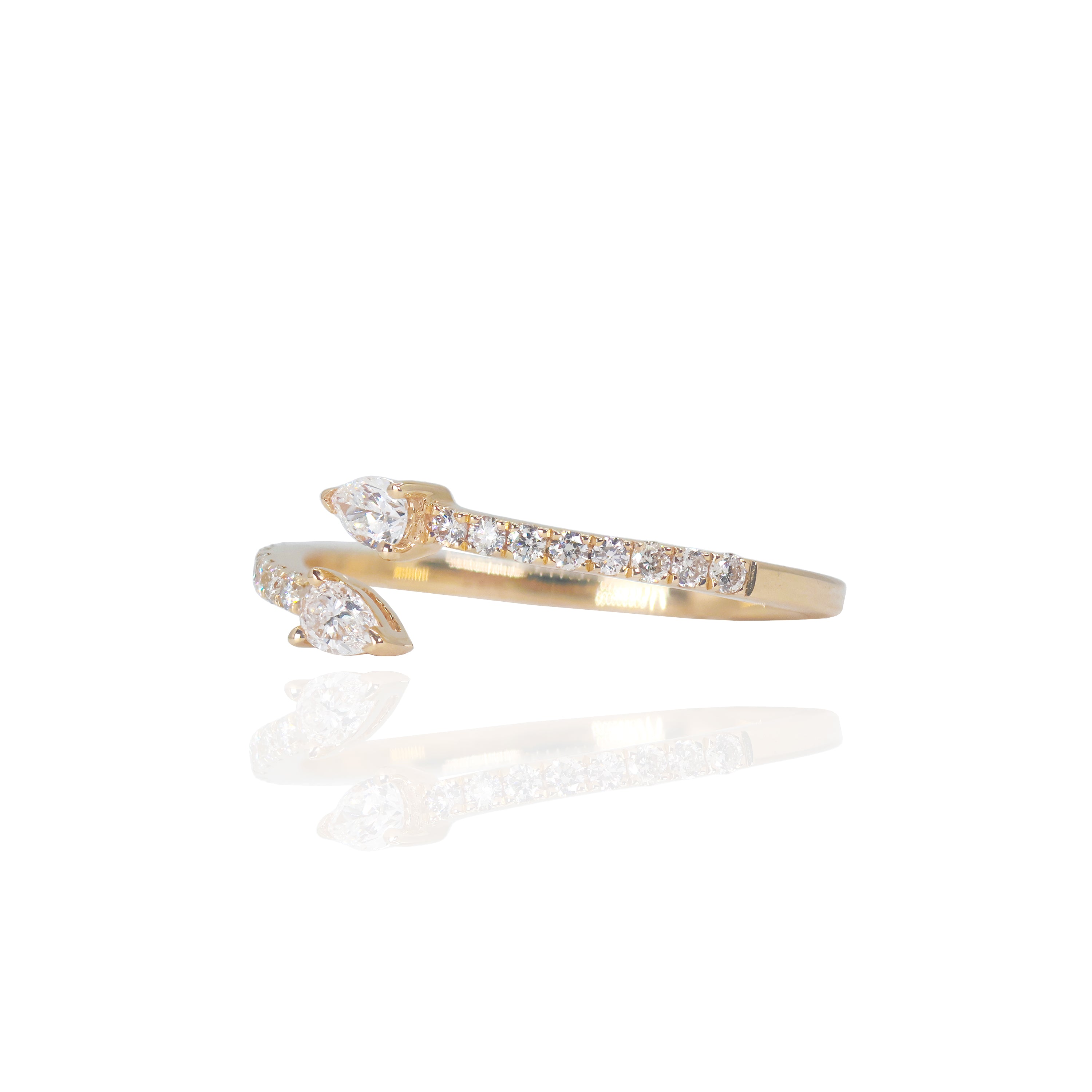 Pear Shape ByPass Diamond Ring Band