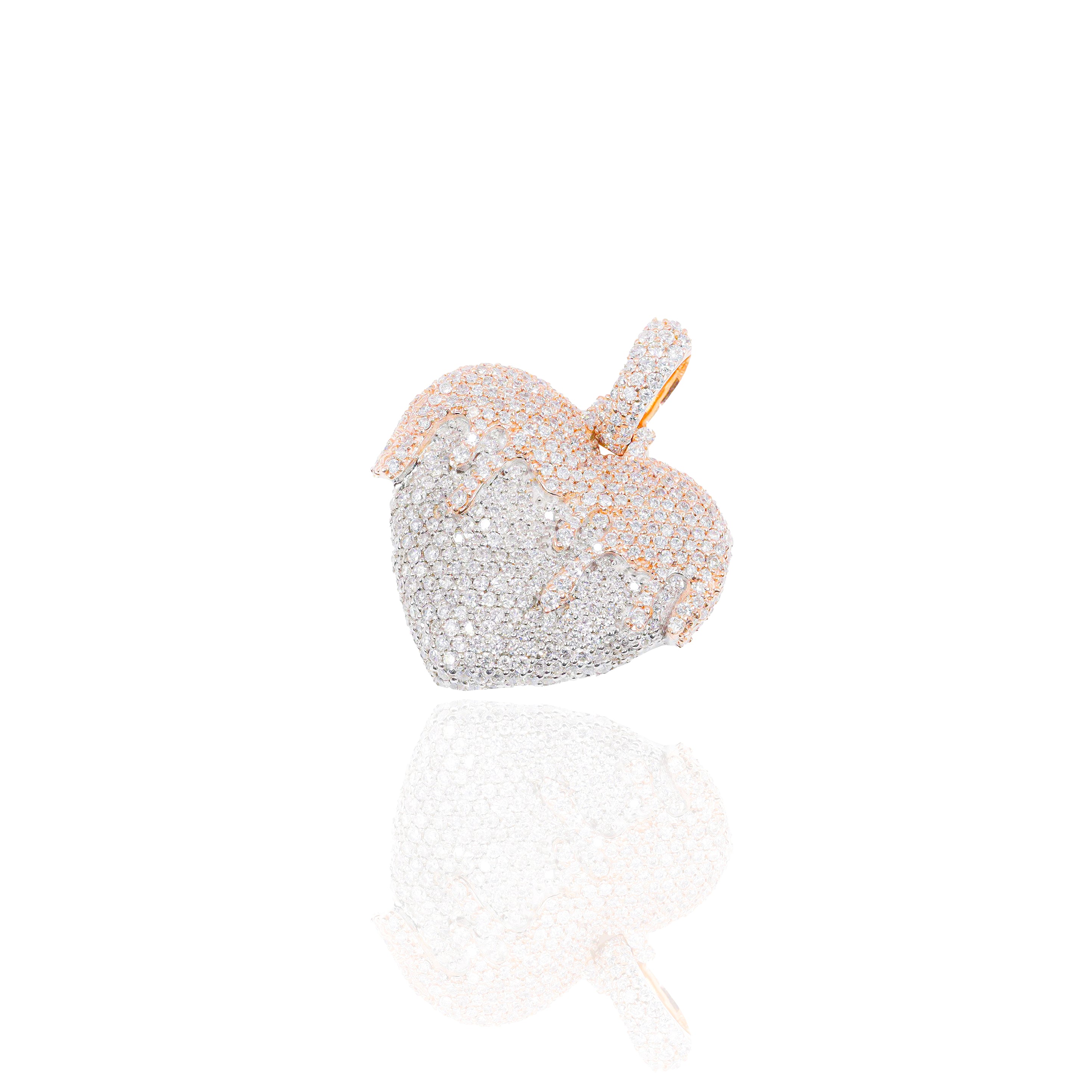 Two-Tone Drip Heart Diamond Pendant