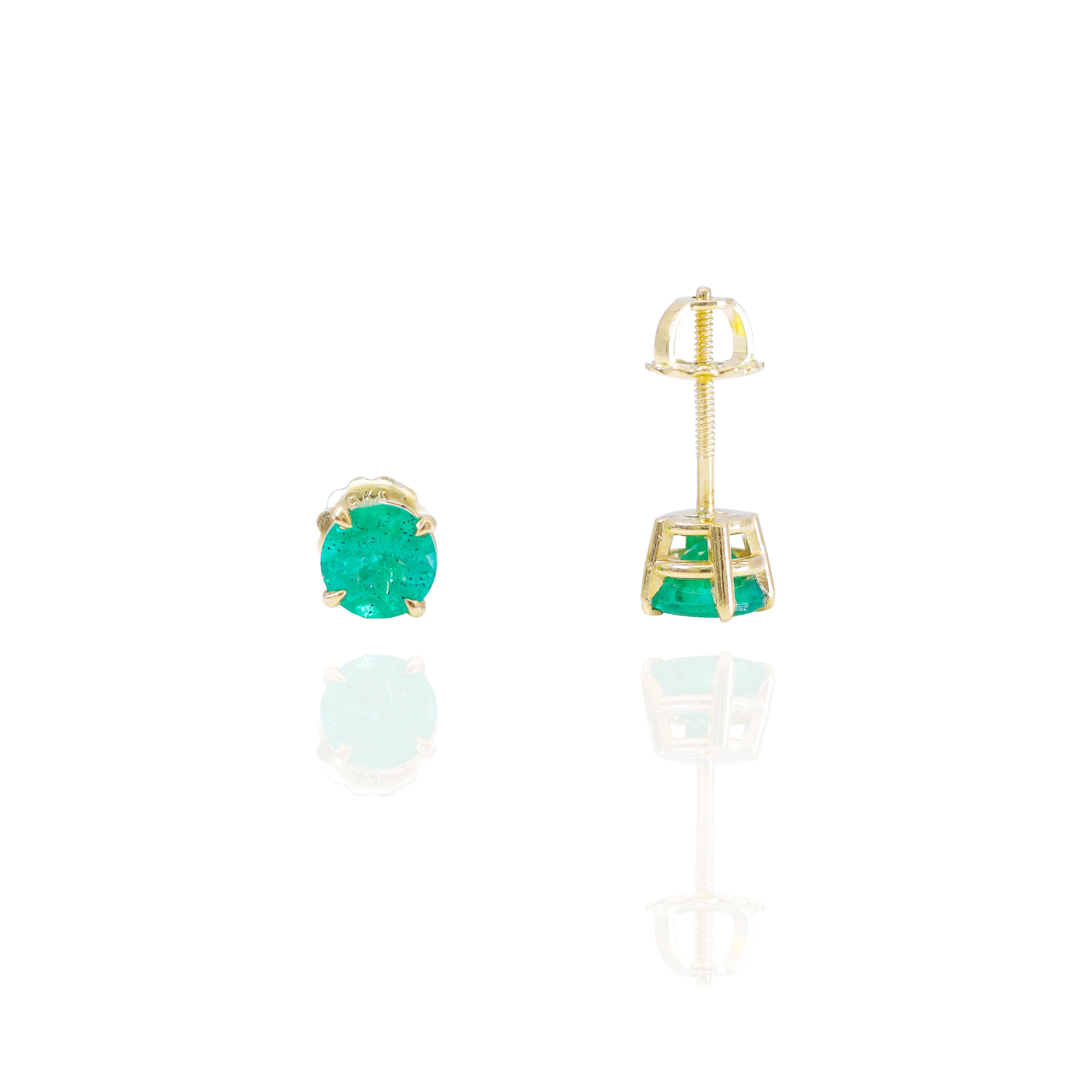 Natural Green Emerald Stud Earrings