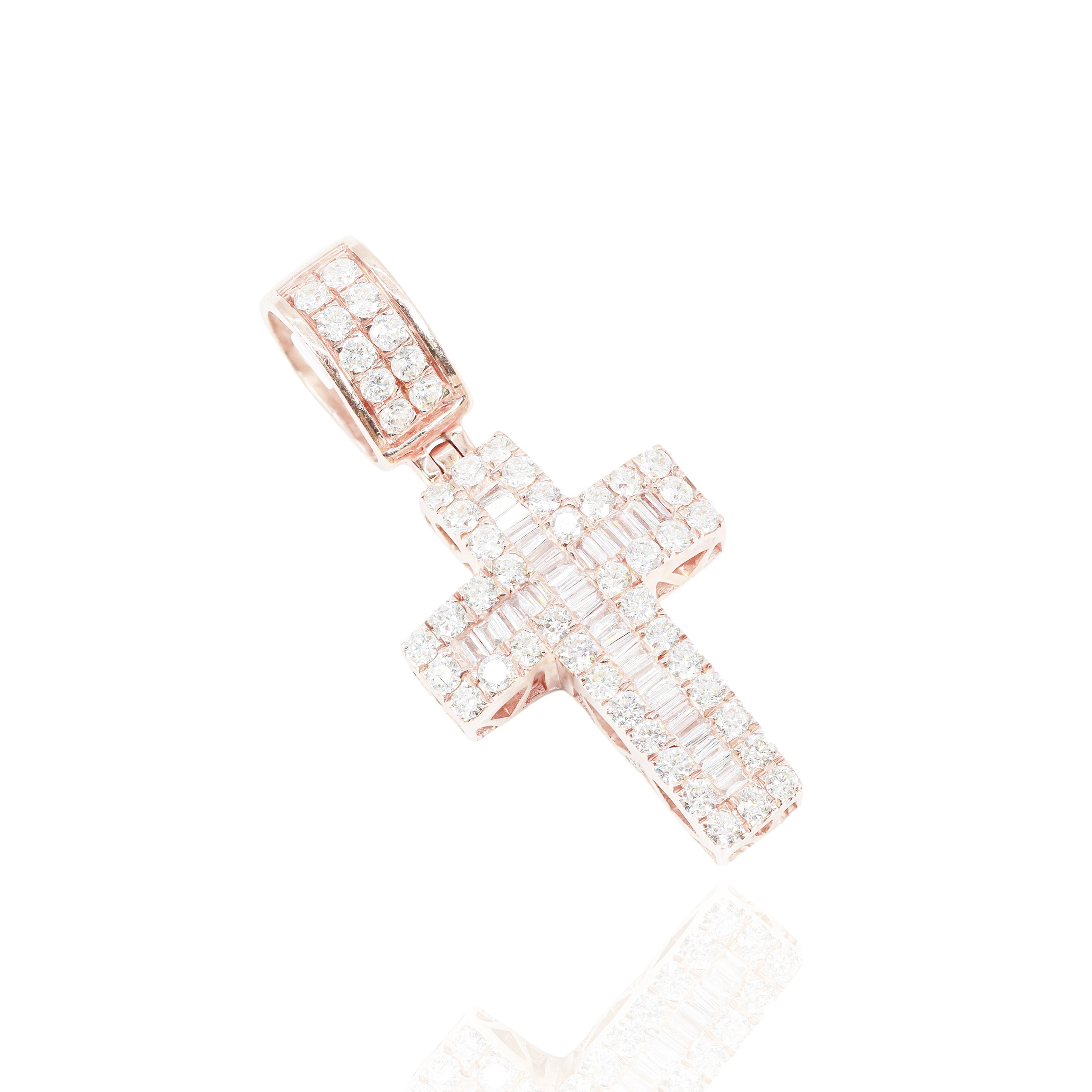 Curved Baguette Diamond Cross