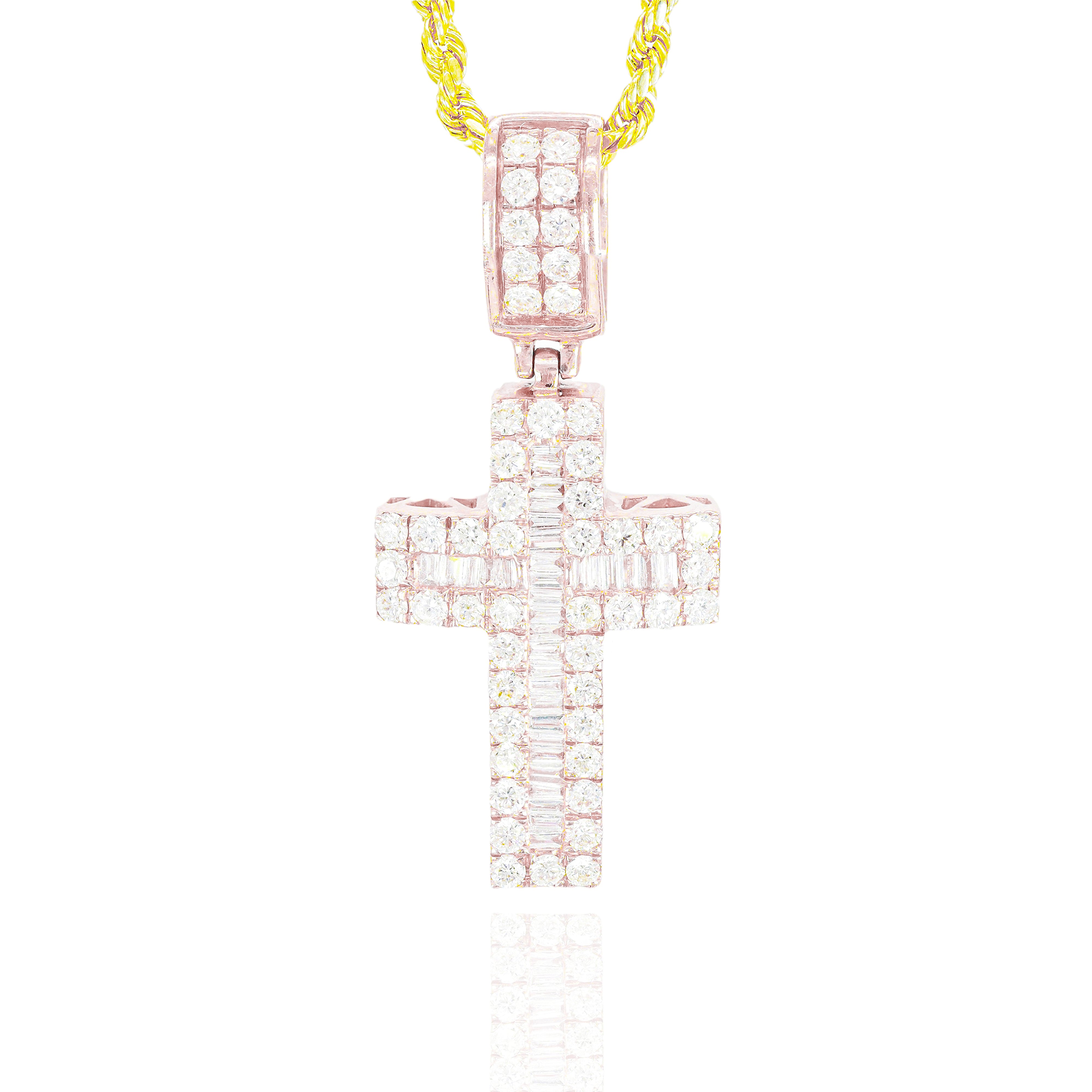 Curved Baguette Diamond Cross