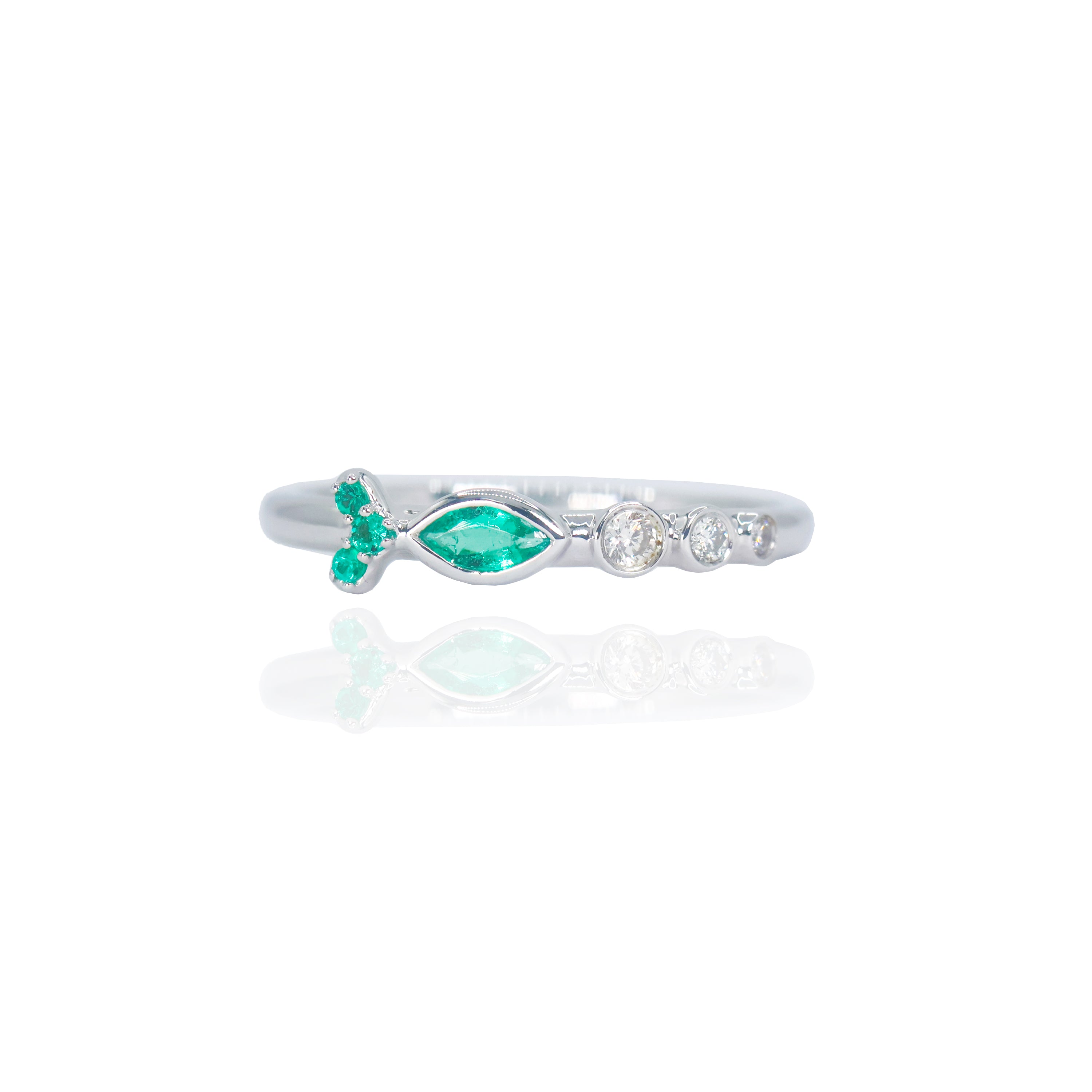 Gemstone Ichthys Fish Diamond Ring