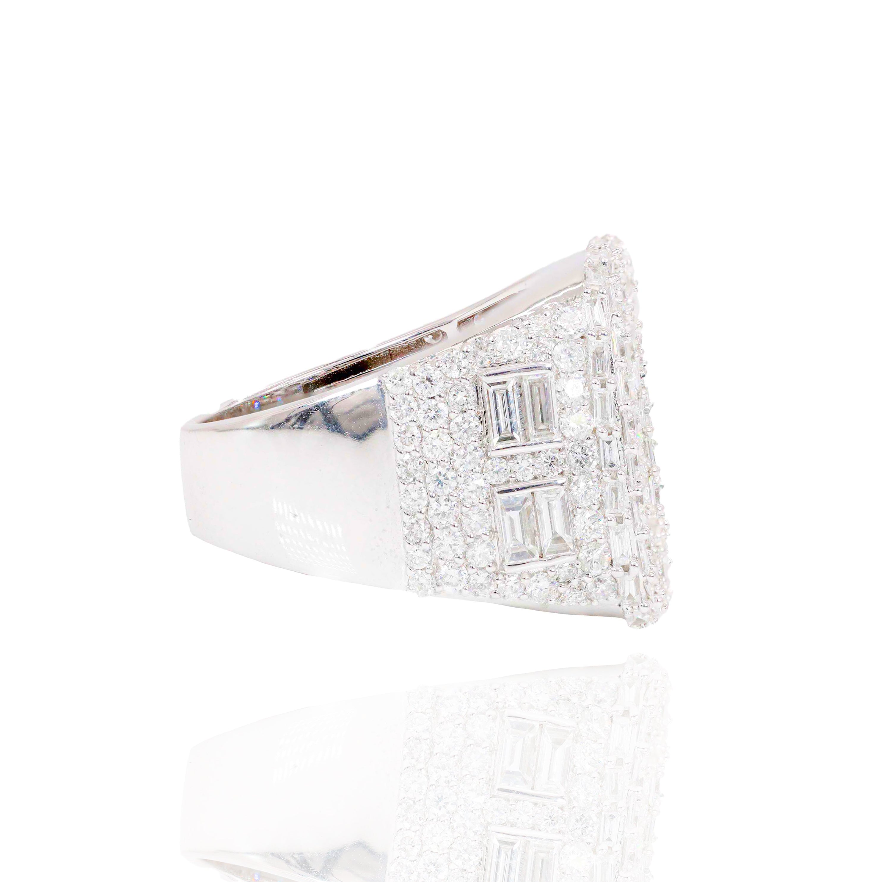 Baguette Center Cluster Diamond Ring