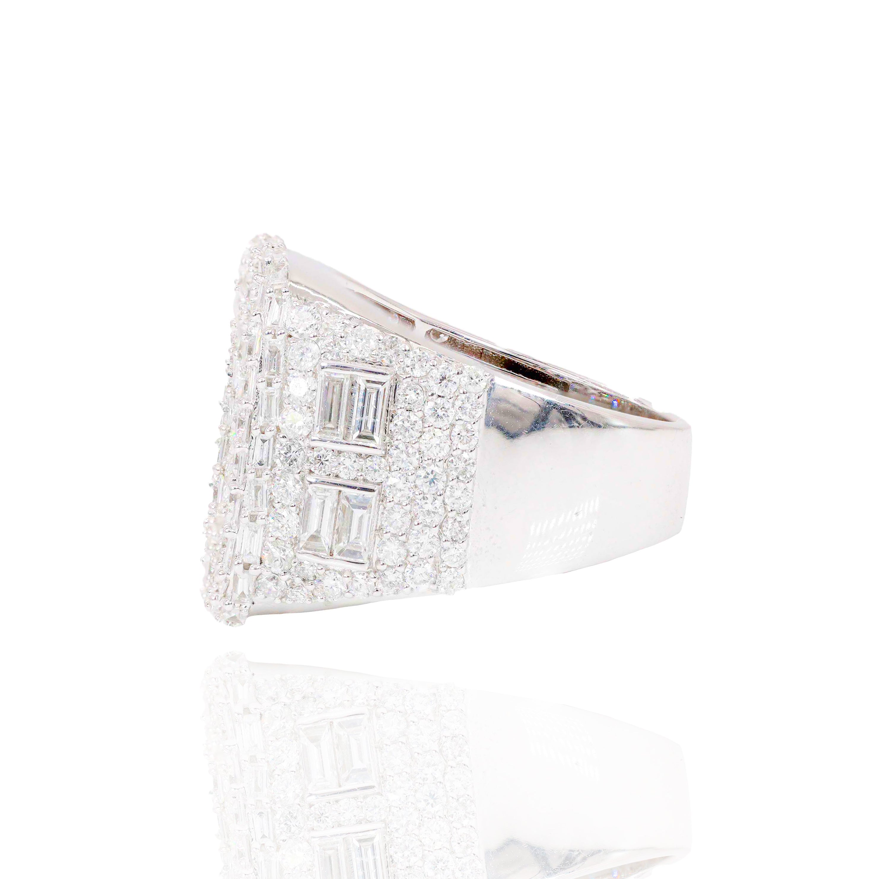 Baguette Center Cluster Diamond Ring