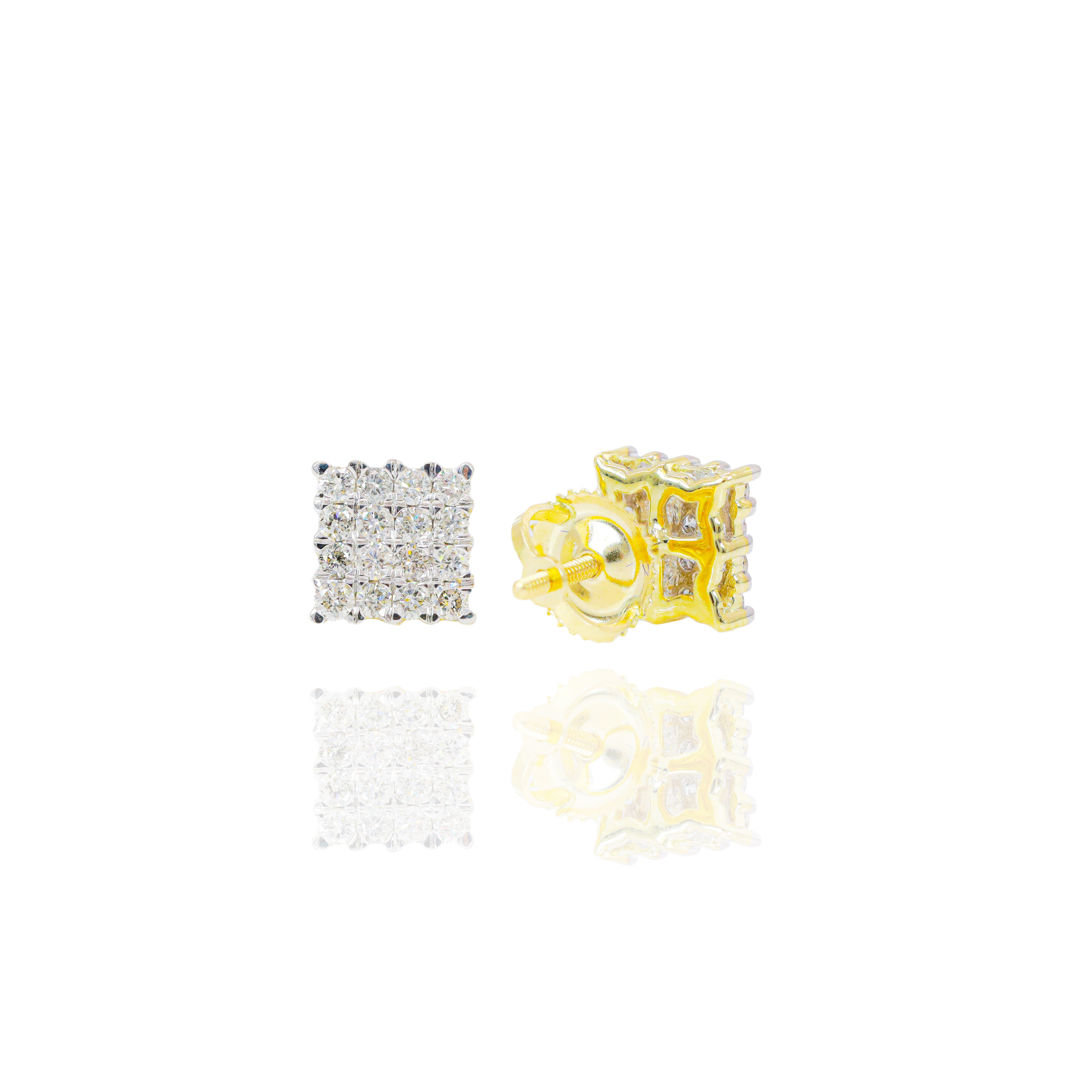 Square Micro Pave Straight Set Diamond Earrings