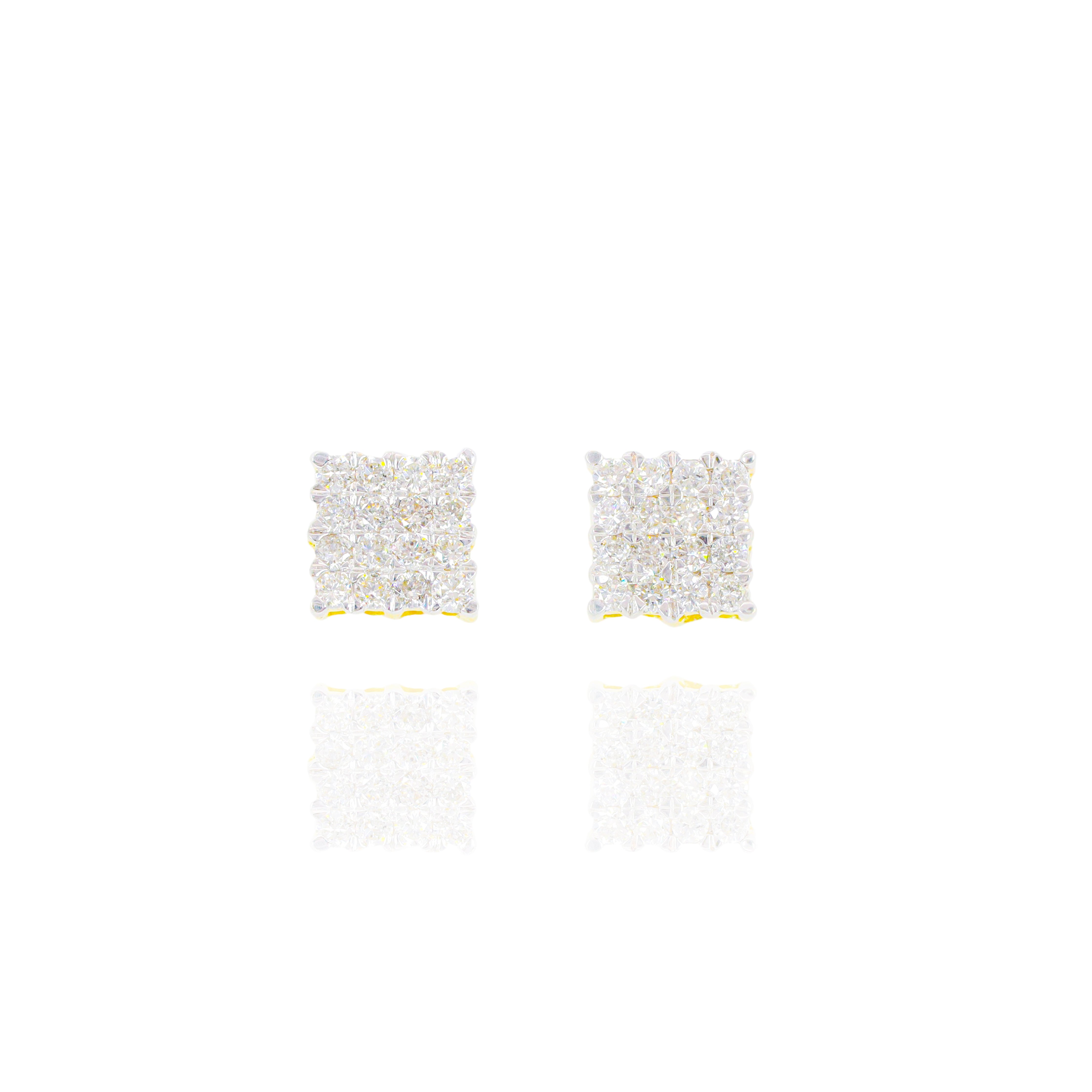 Square Micro Pave Straight Set Diamond Earrings