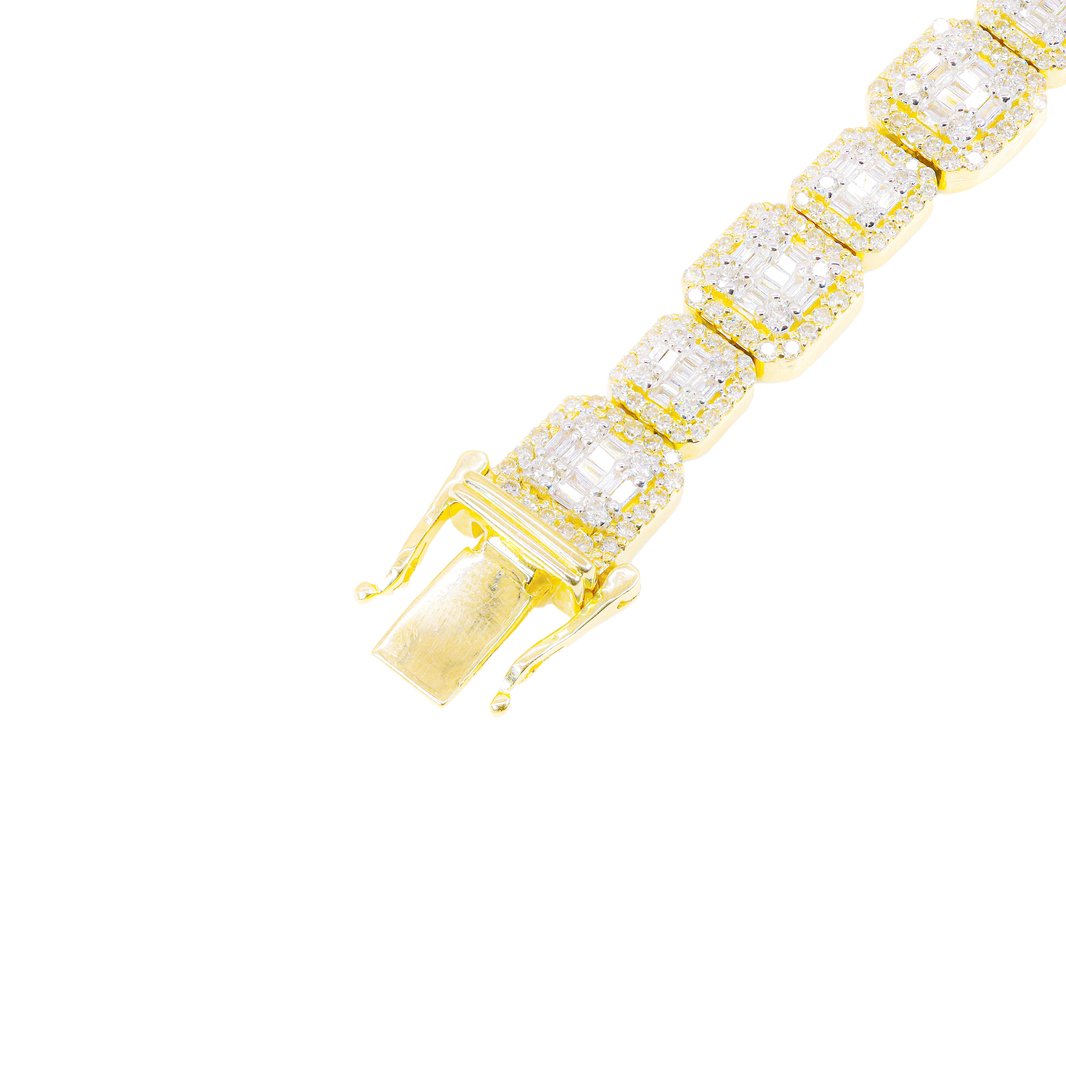 Alternating Square Link Baguette & Round Diamond Tennis Bracelet