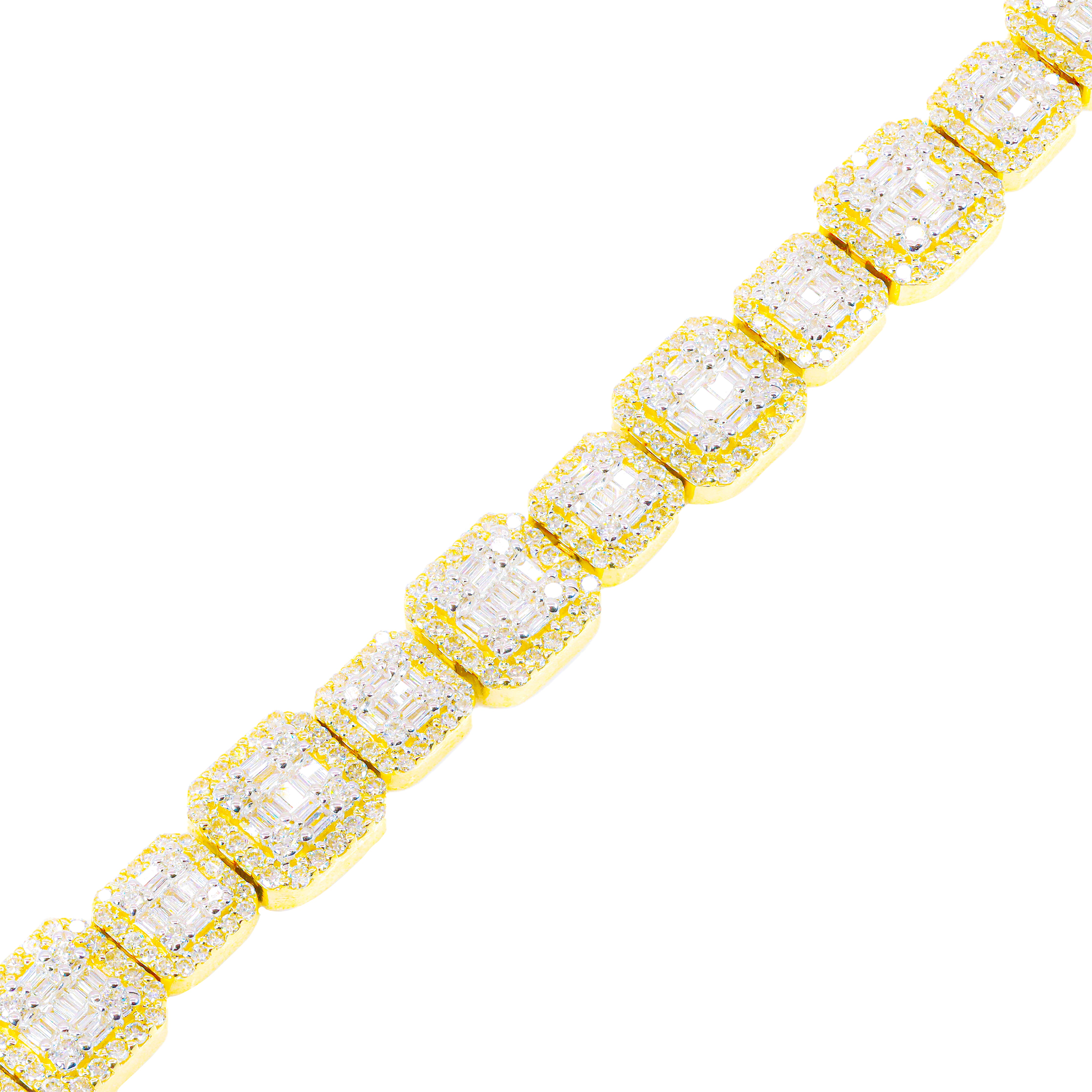 Alternating Square Link Baguette & Round Diamond Tennis Bracelet