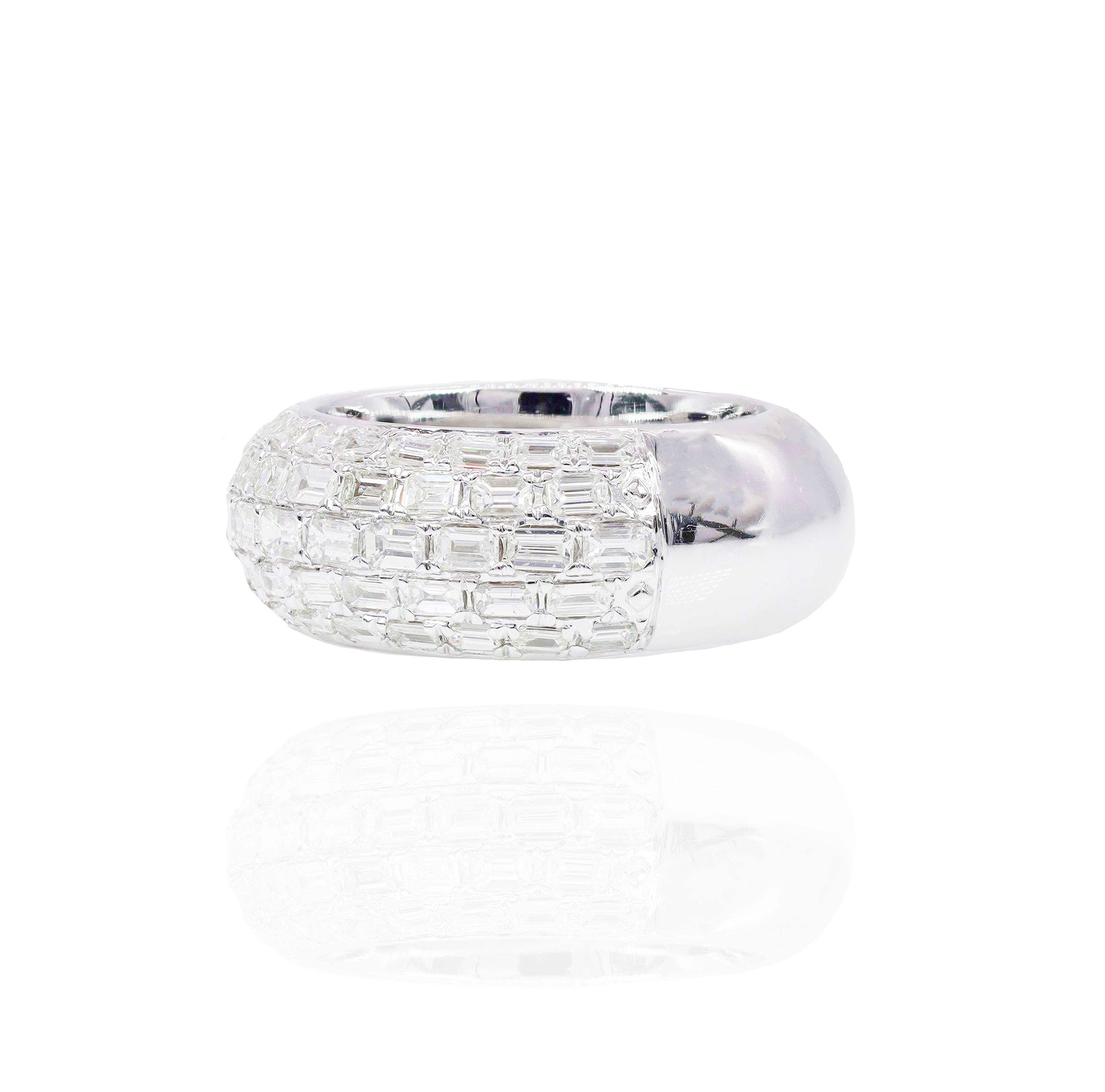 5 Row Emerald Diamond Ring