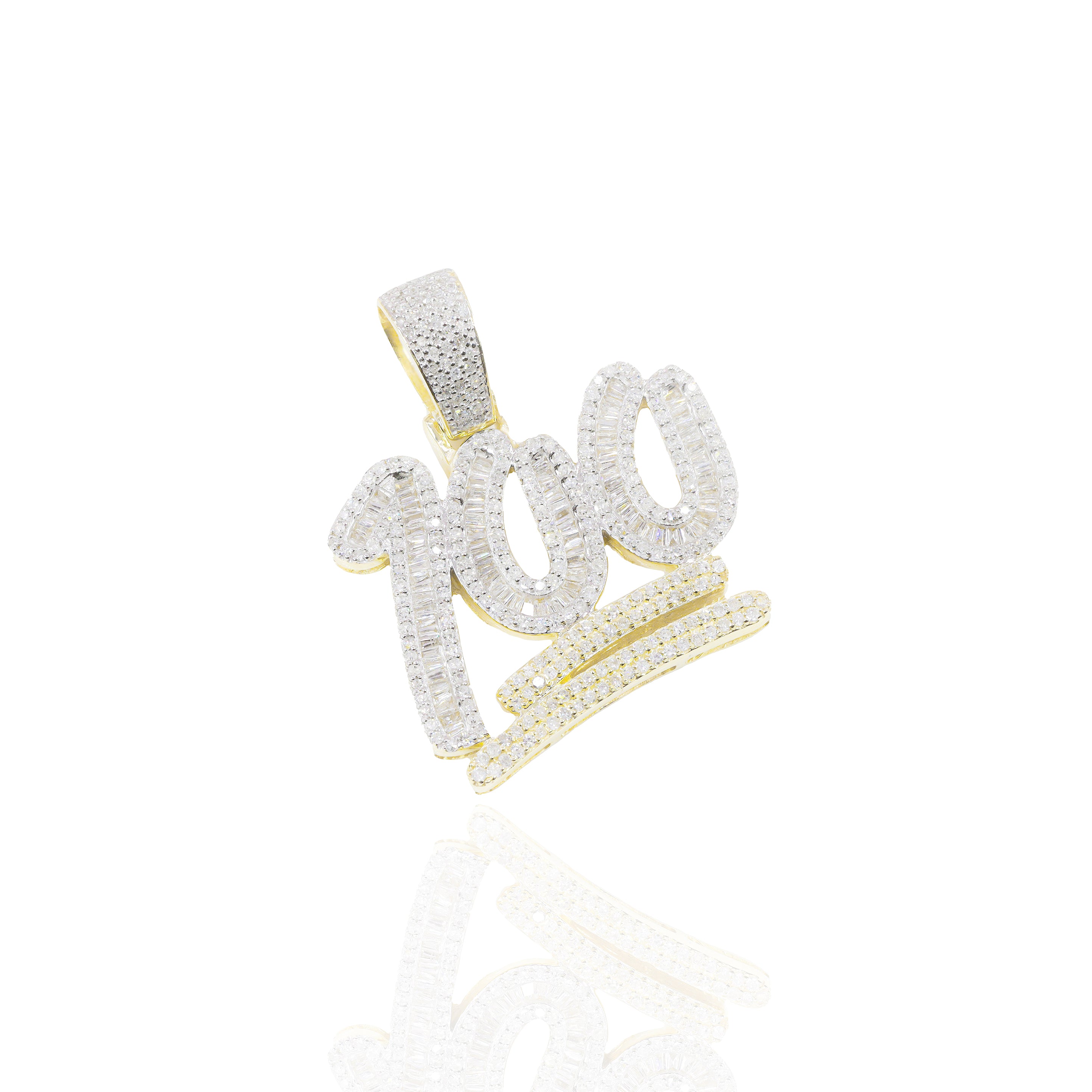 100 Emoji Baguette Diamond Pendant