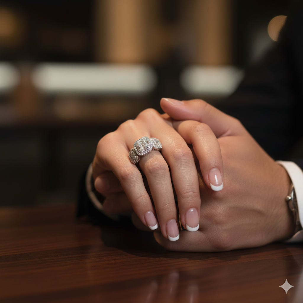 Three Sectional Baguette Diamond Ring