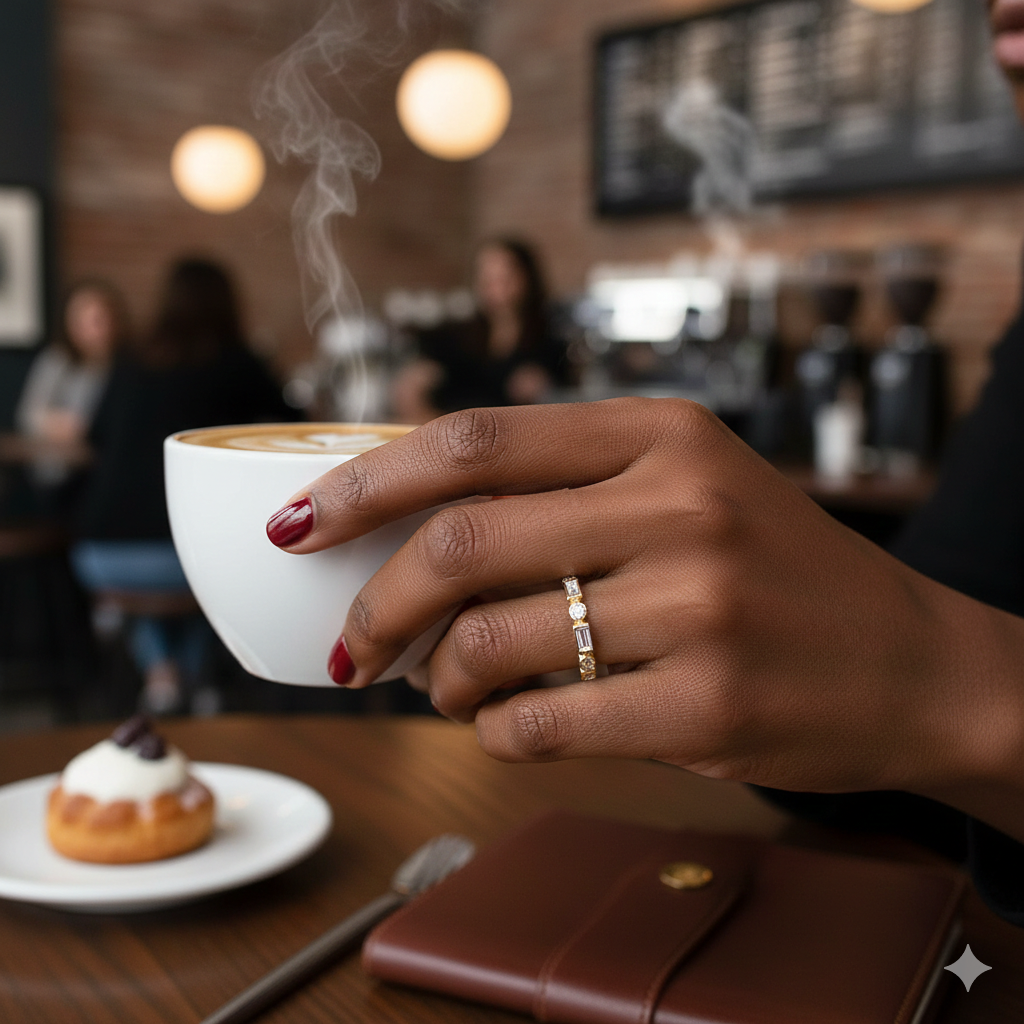 Alternating Baguette & Round Diamond Eternity Band