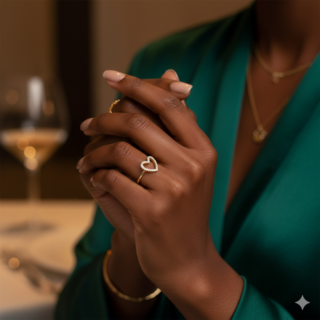 Open-Heart Diamond Ring